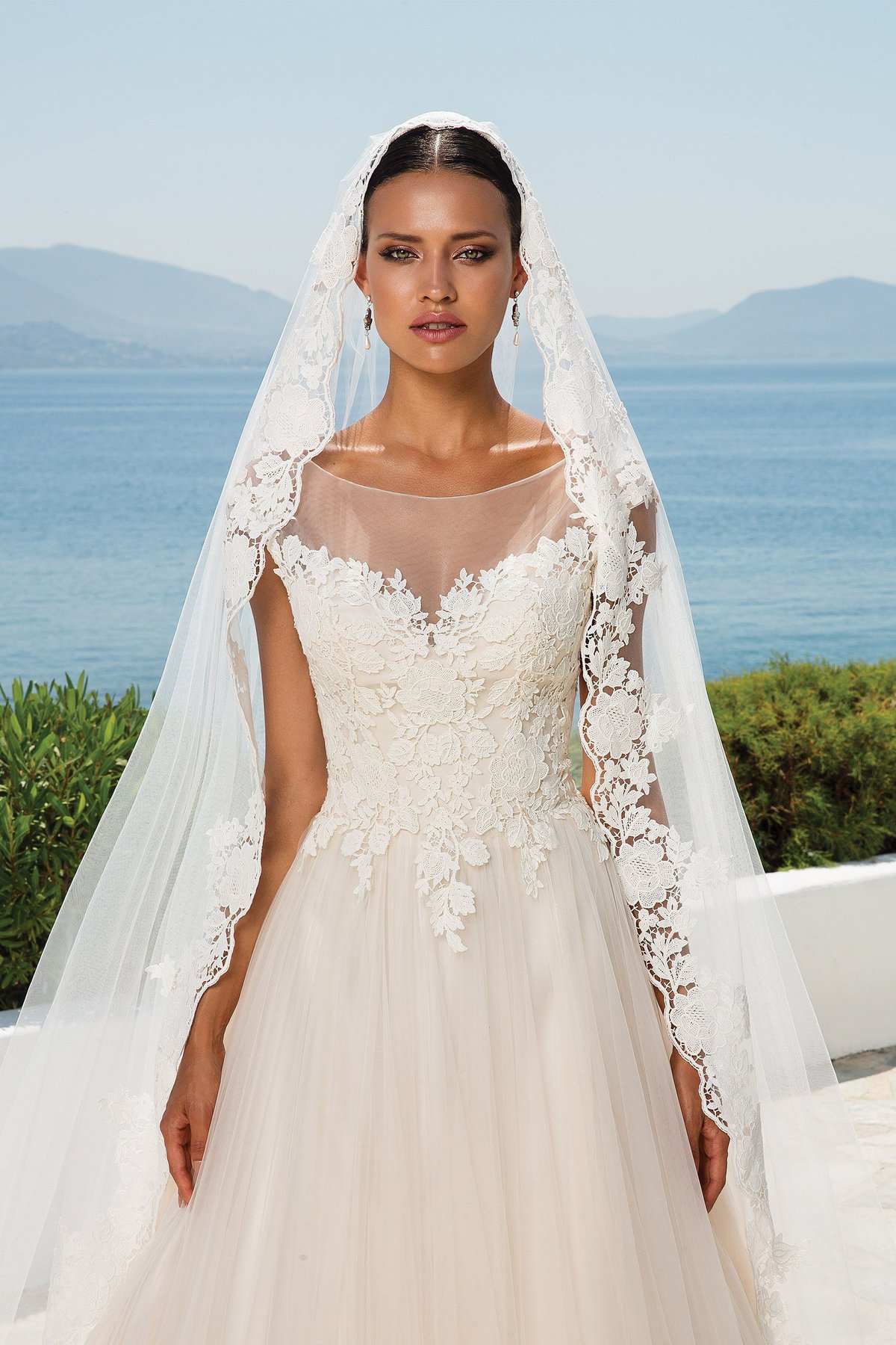 8852V: Lace Trim Cathedral Length Veil | Justin Alexander