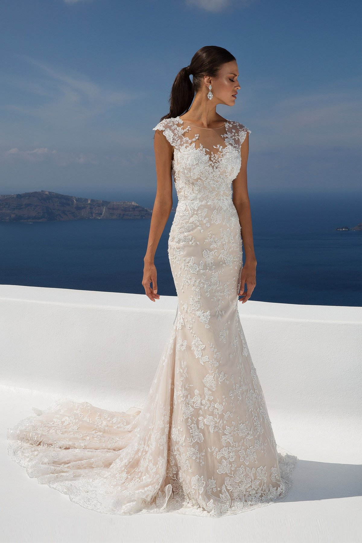88005: Allover Beaded Lace Fit and Flare Gown | Justin Alexander