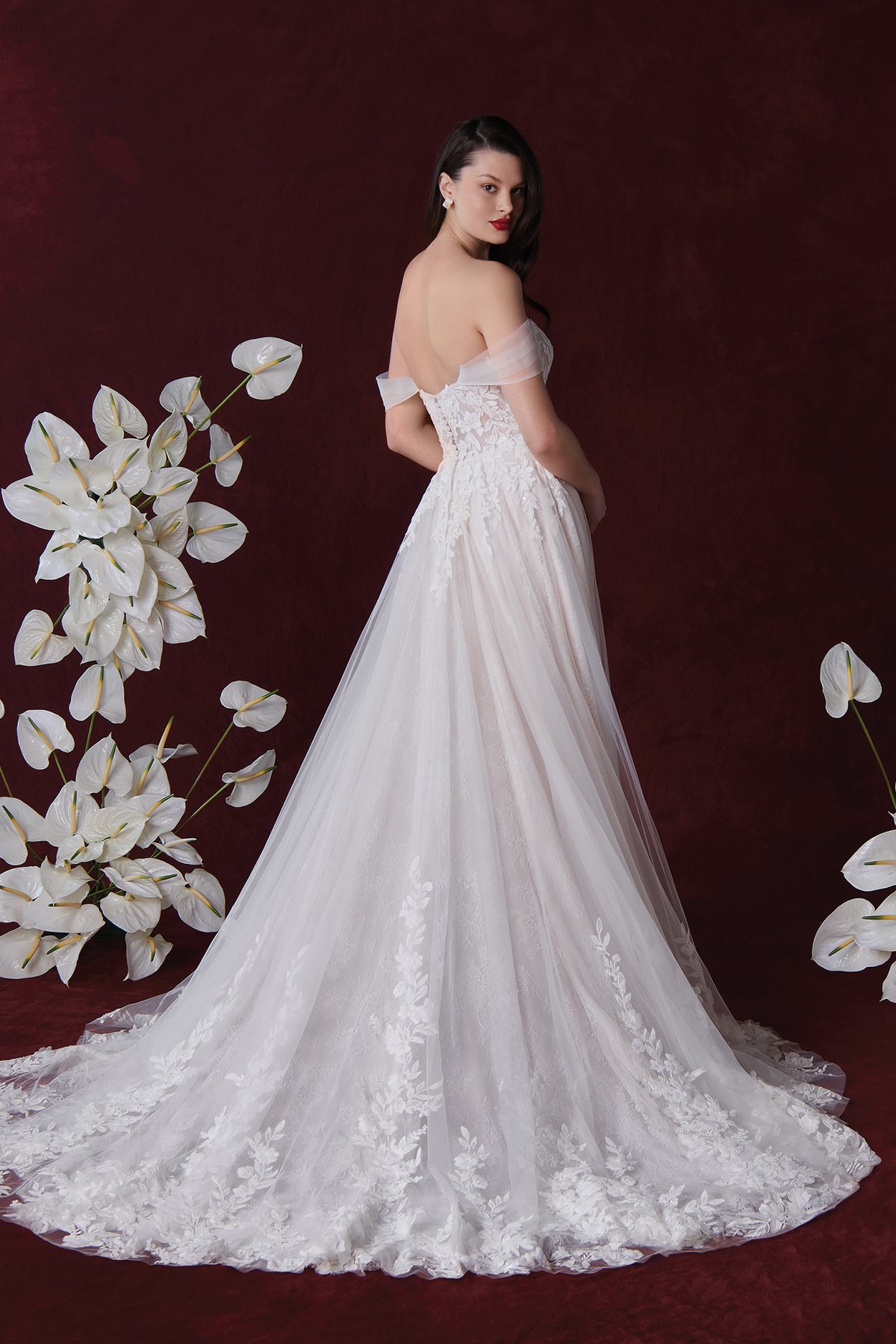 Heidi: A-Line Dress with Chiffon and Organza Flowers with Skirt