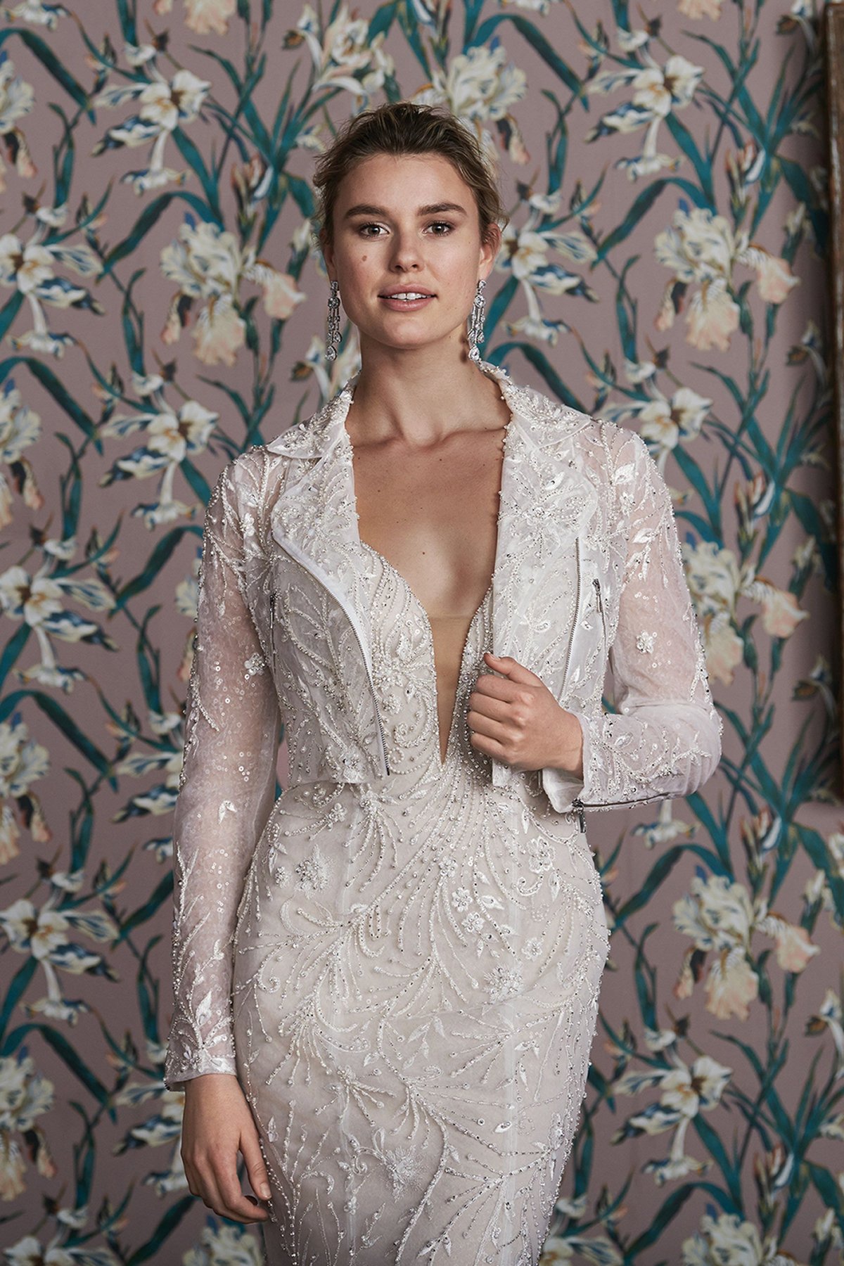 ELLA JACKET: Bridal Moto Jacket Embellished with Sequins and