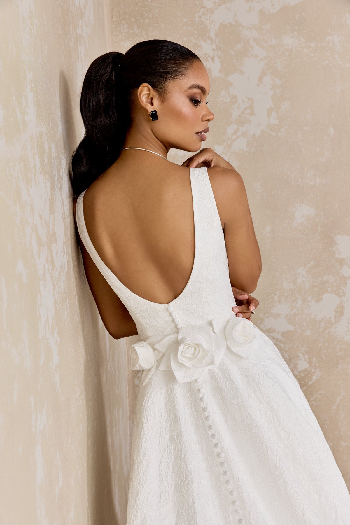 BRADSTREET TRAIN: Detachable Brocade Train with Rosette Detailing