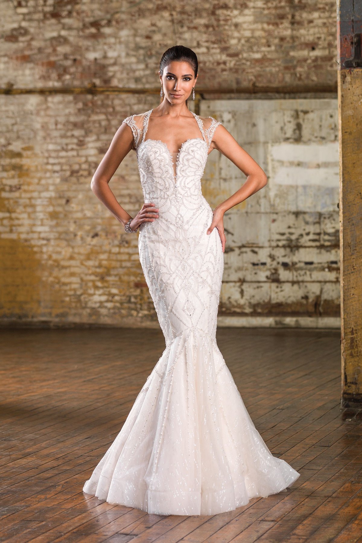 9837: Mermaid Gown with Blooming Floral Beaded Back | Justin