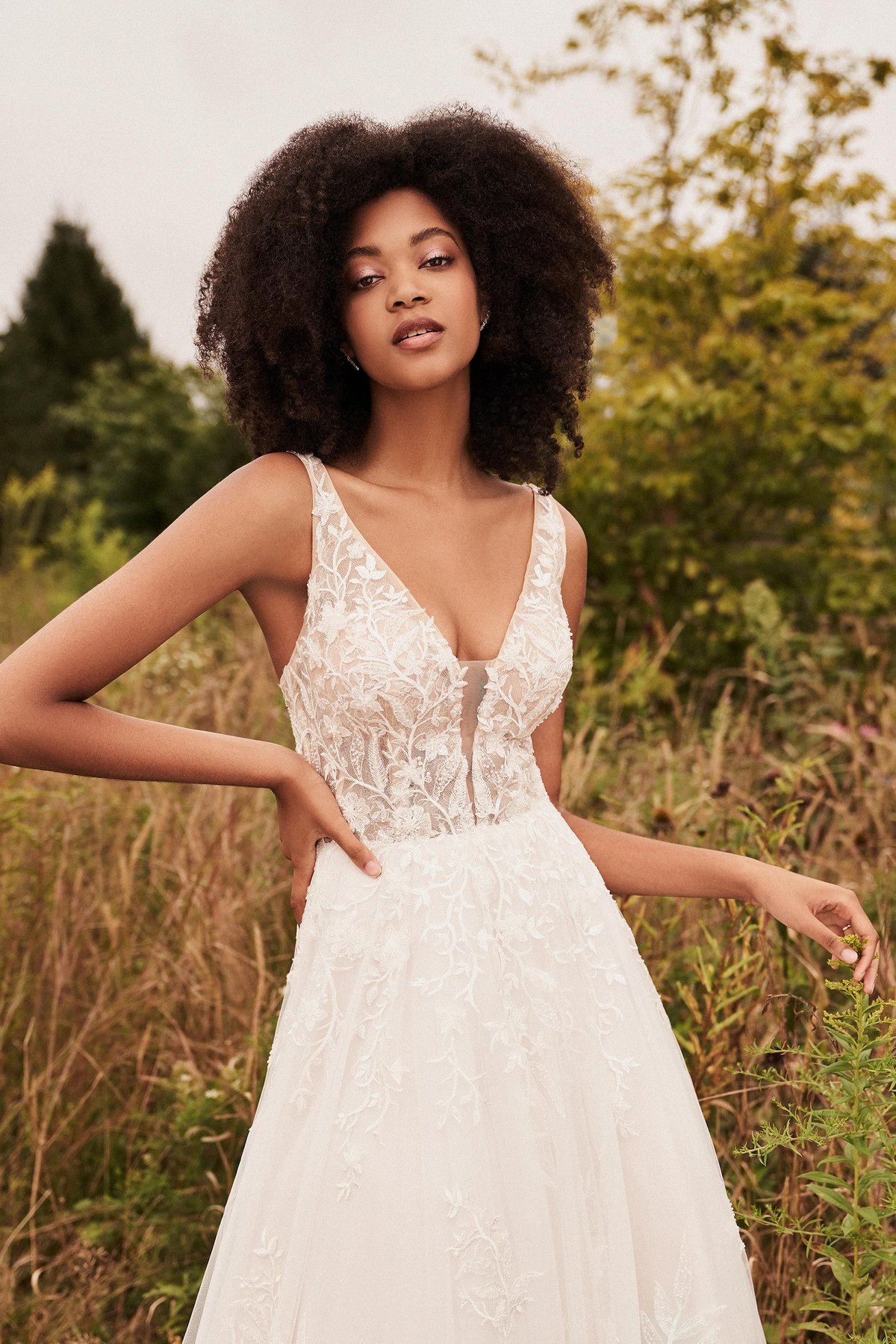 66198: Beaded Slim Ball Gown with Plunging V-Neck and Low Keyhole