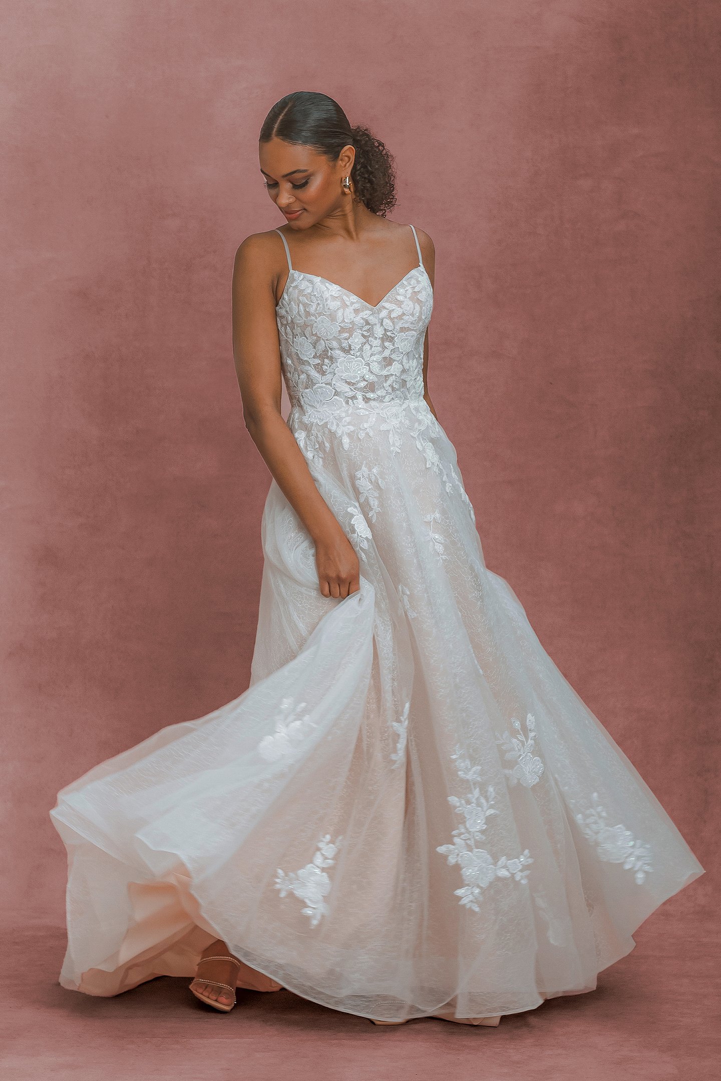 Adore by Justin Alexander Style 11268 Elena Bikini Neck A-Line Gown with Laser Cut Appliqués