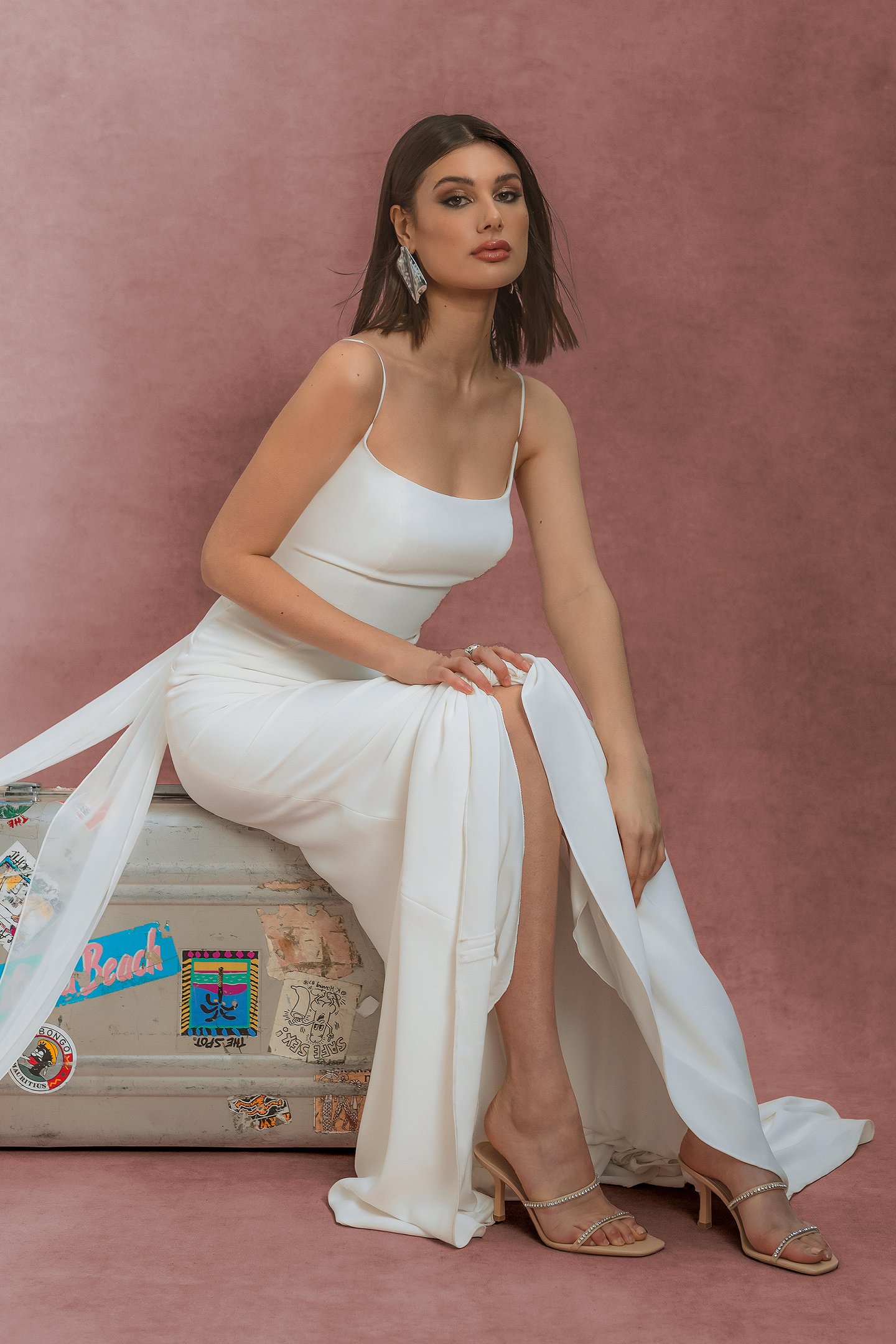 Adore by Justin Alexander Style 11271 Kenzie Square Neck Crepe Fit and Flare Dress with Cutout Back and Bow