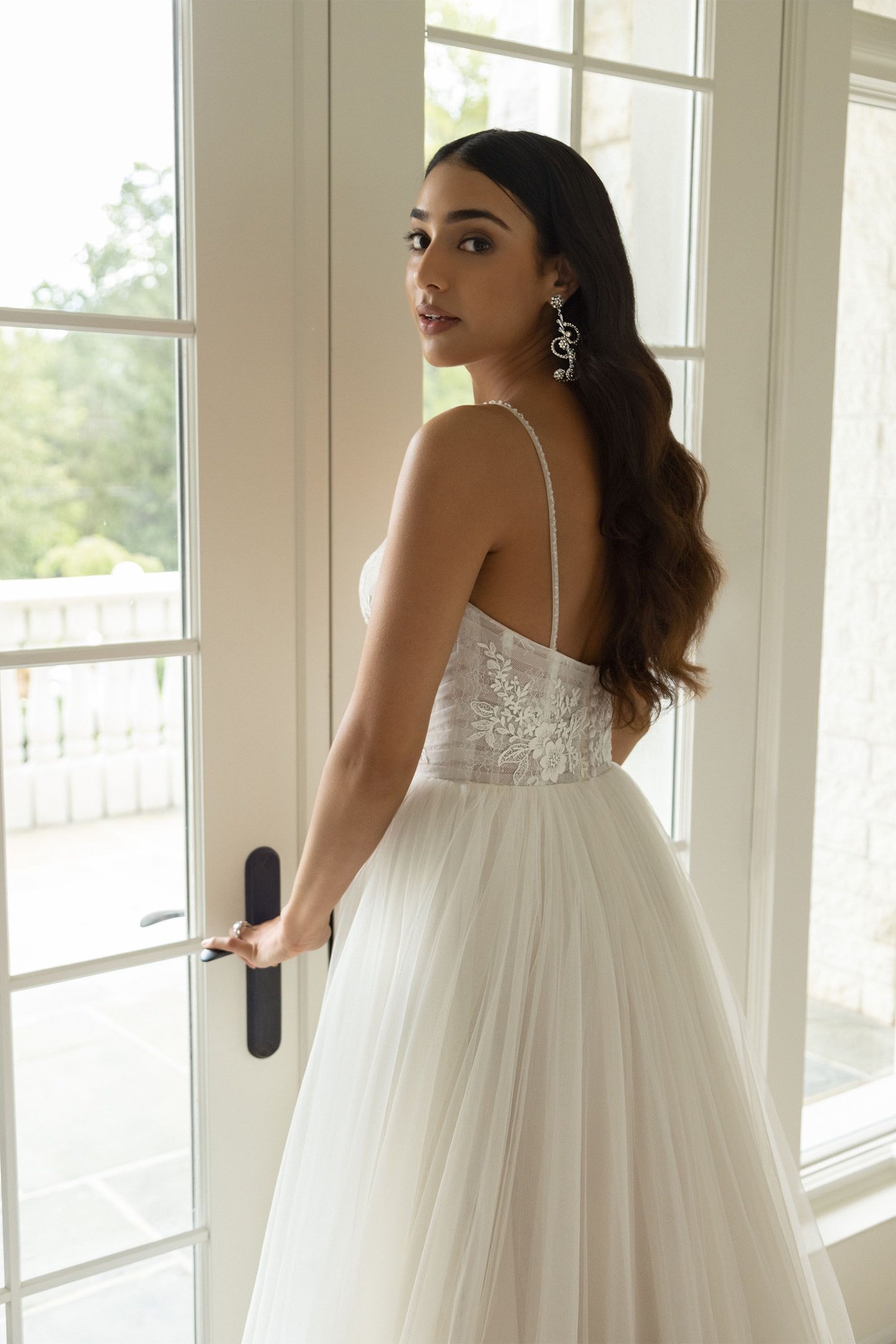 Justin Alexander Style 88271 Emmie Bikini Neck A-Line Wedding Dress with Tulle Handkerchief Skirt
