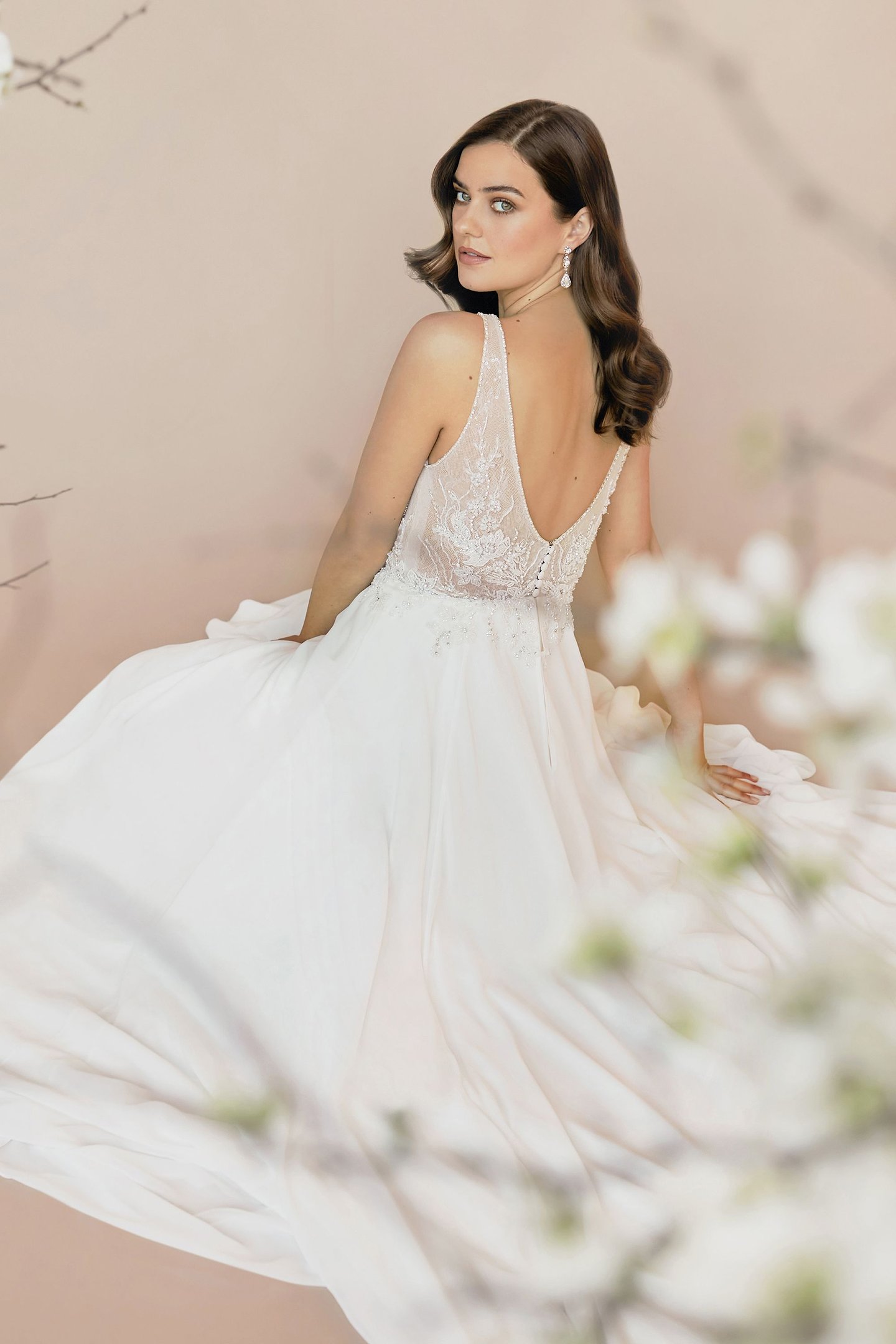 Justin Alexander Style 88232 Demi Beaded A-Line Dress with Luxe Chiffon Skirt