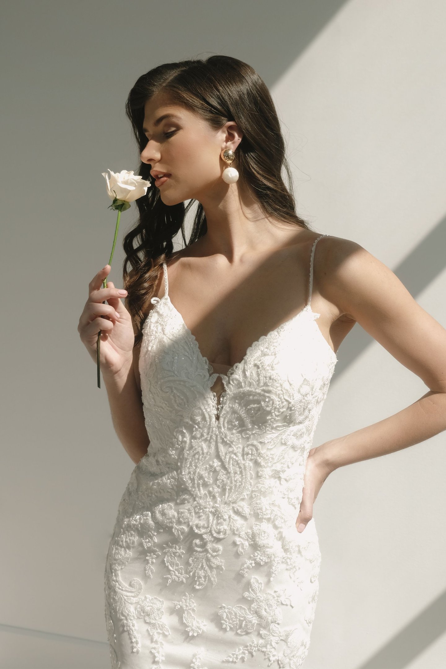 Justin Alexander Style 88243 Deryn Low Back Beaded Lace Fit and Flare Gown