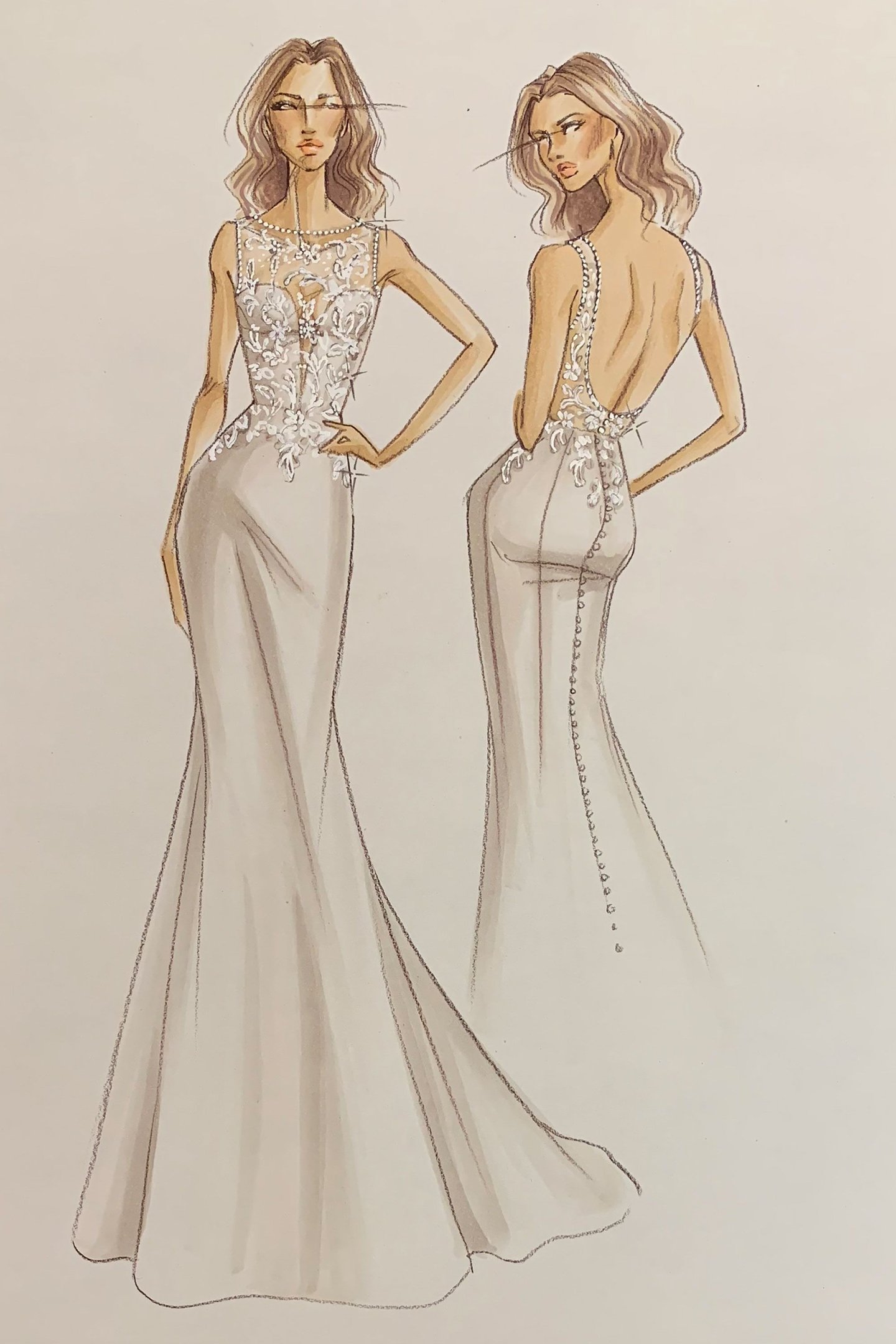 Justin Alexander Signature Style 99148 PEPPER Mermaid Dress with Beaded Sabrina Neckline and Scoop Back