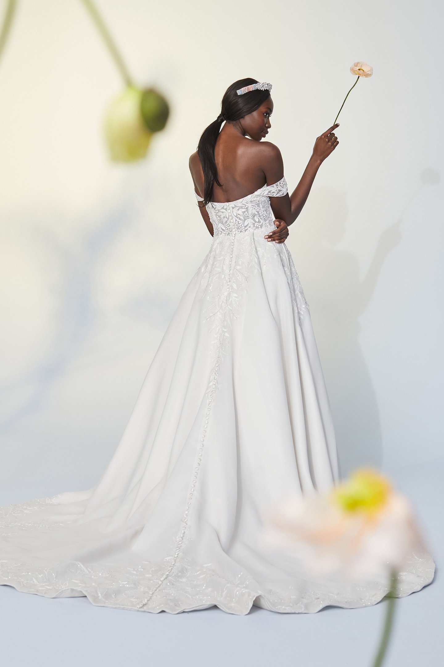 Justin Alexander Signature Style 99209 Moira Hand Beaded Organza Ball Gown with Detachable Straps