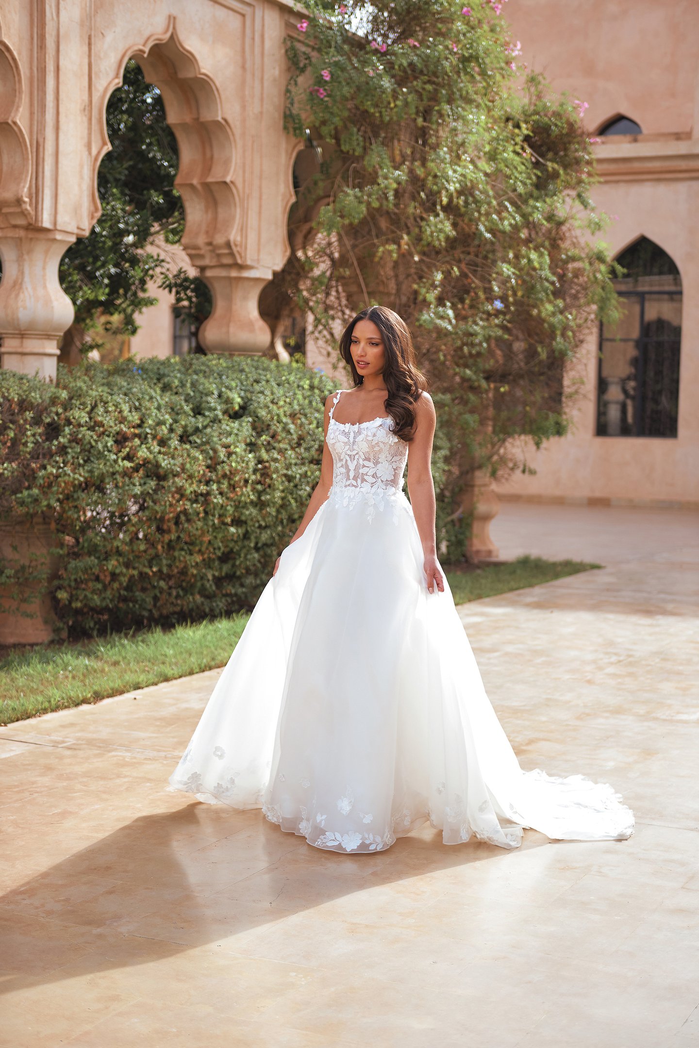 Sincerity Bridal Style 44417 Organza A-Line Gown with Sheer Chantilly Lace Bodice
