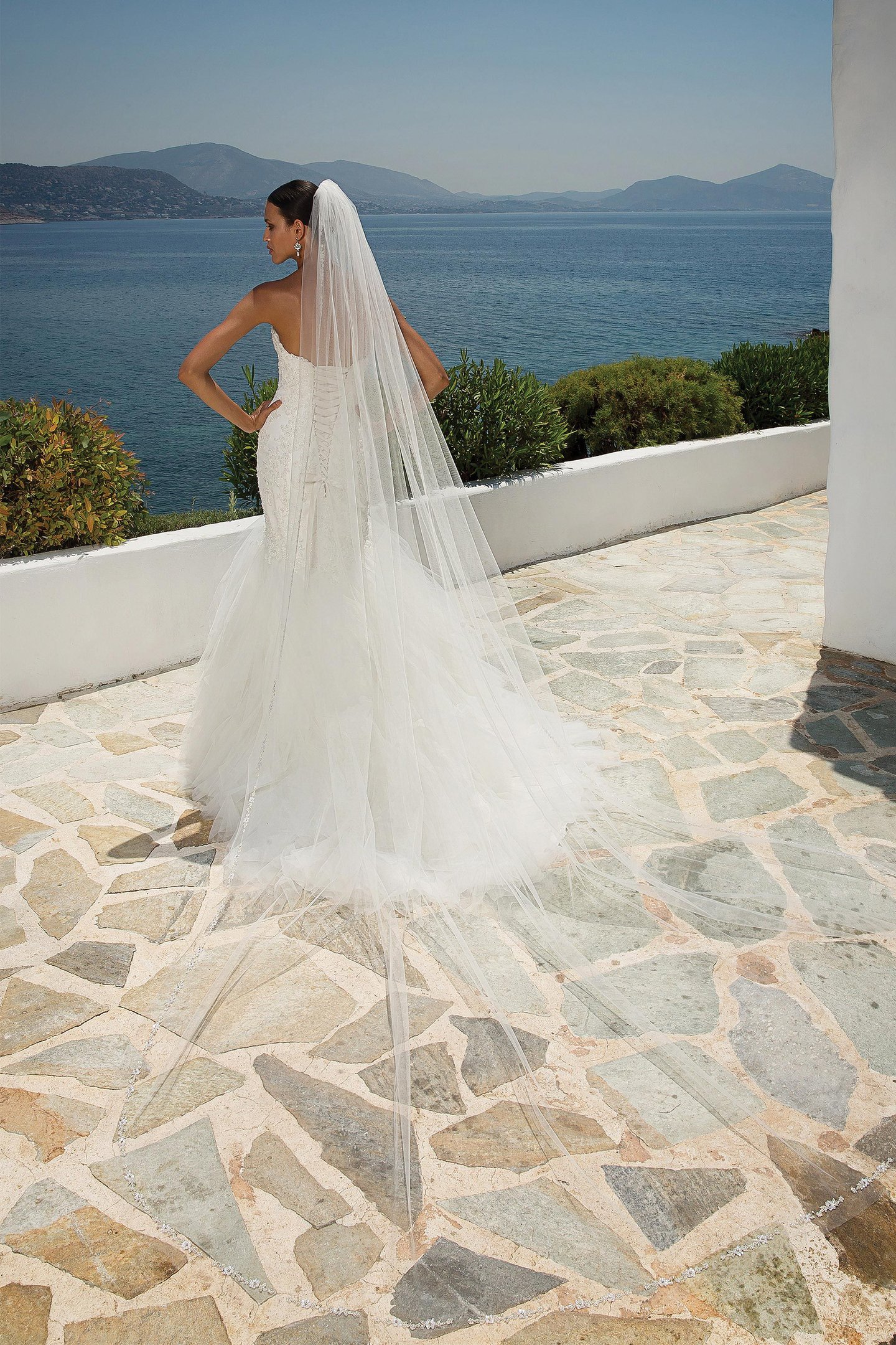 Justin Alexander Style 8899V Tulle Veil with Beaded Lace Appliqué Trim