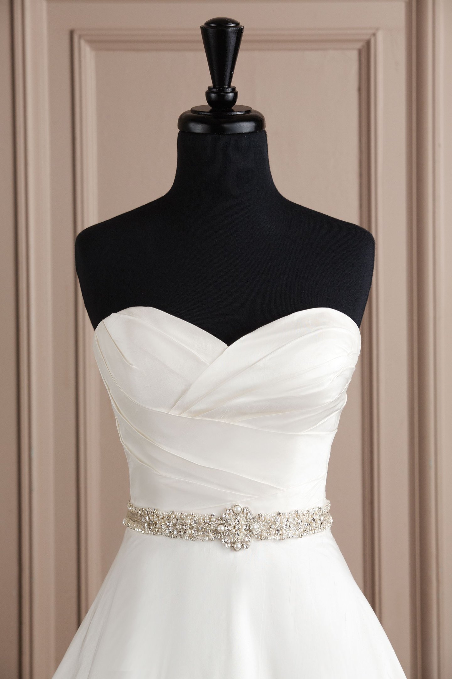 Style A053 Horsehair Belt with Beaded and Crystal Accents