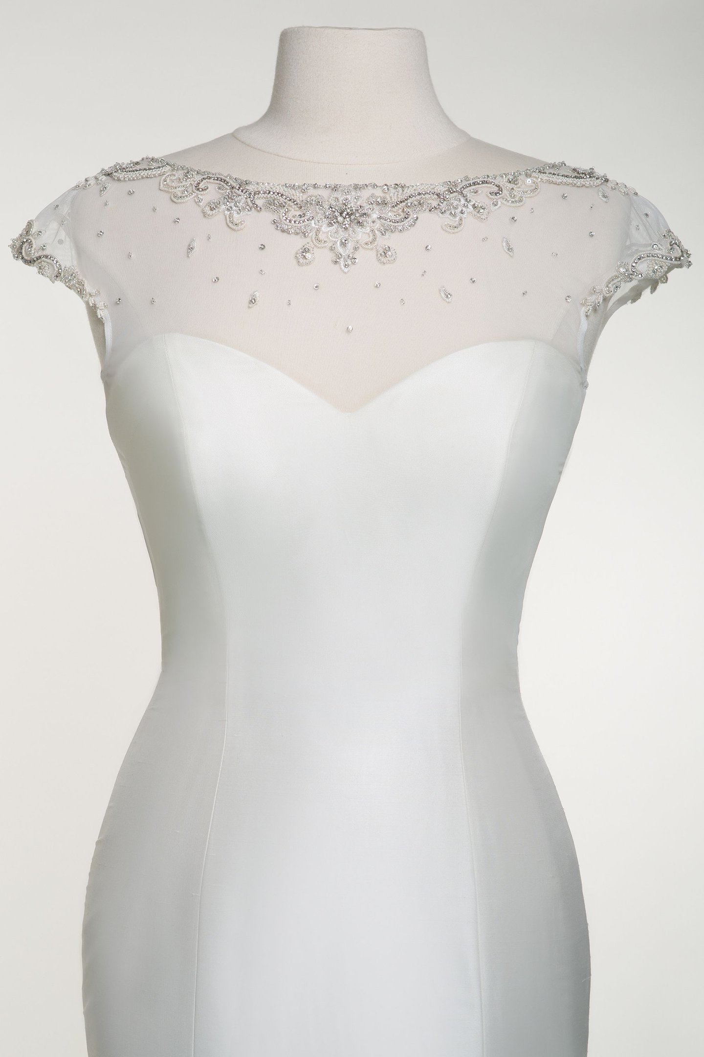 Style A106 Beaded Stretch Tulle Illusion Jacket