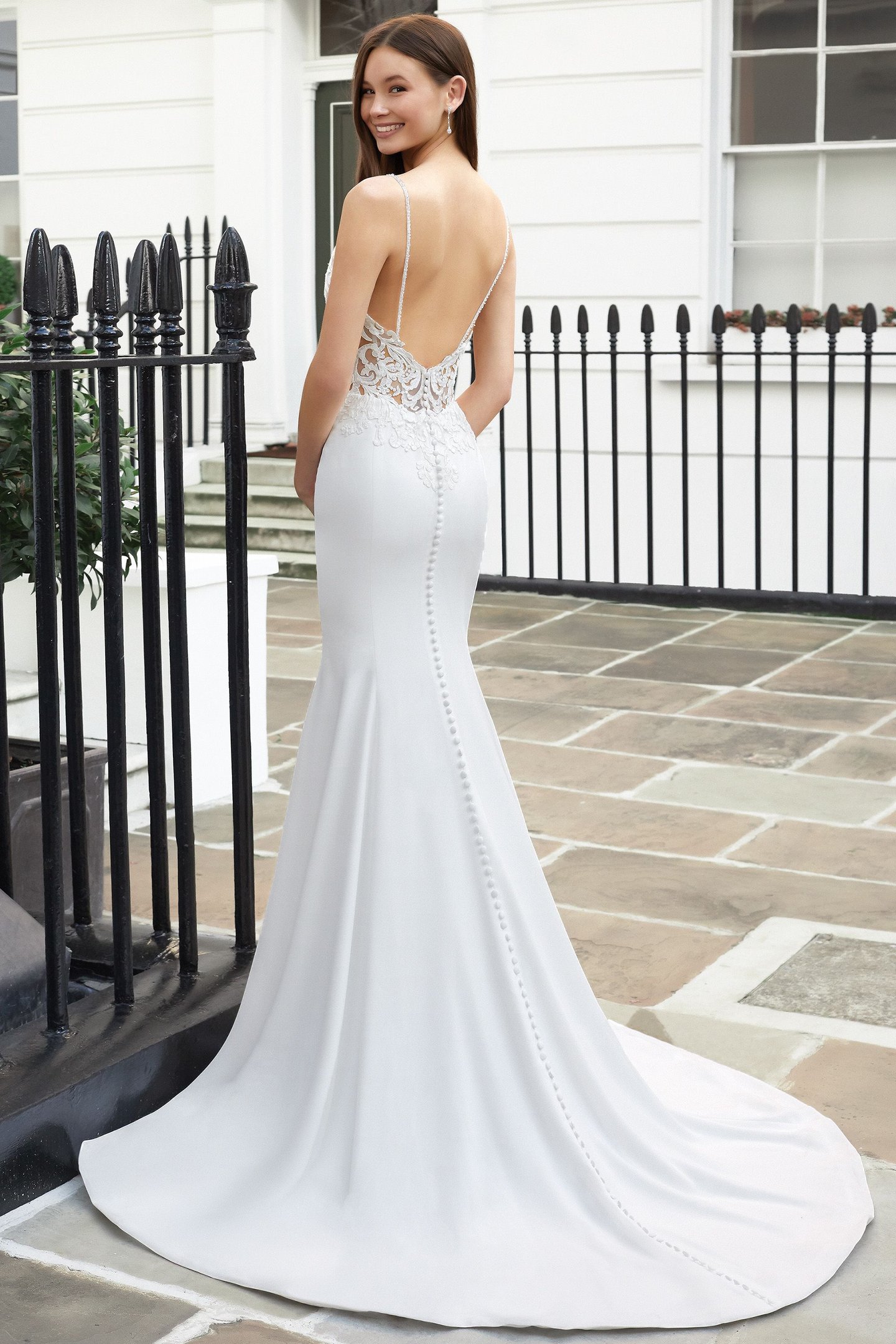 11118: Crepe Dress with Illusion Sequin Lace Bodice | Adore