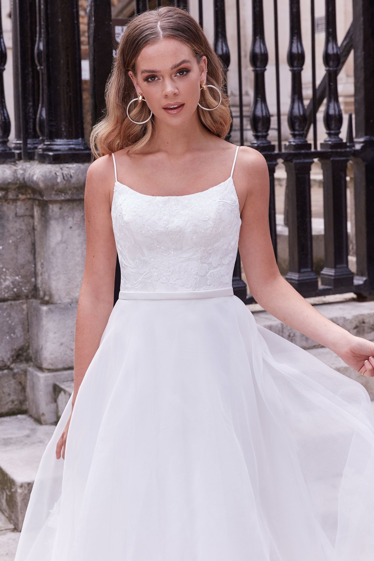 Adore by Justin Alexander Style 11169 Harmony Organza Skirt A-Line Dress with Mikado Bodice and Scoop Neckline