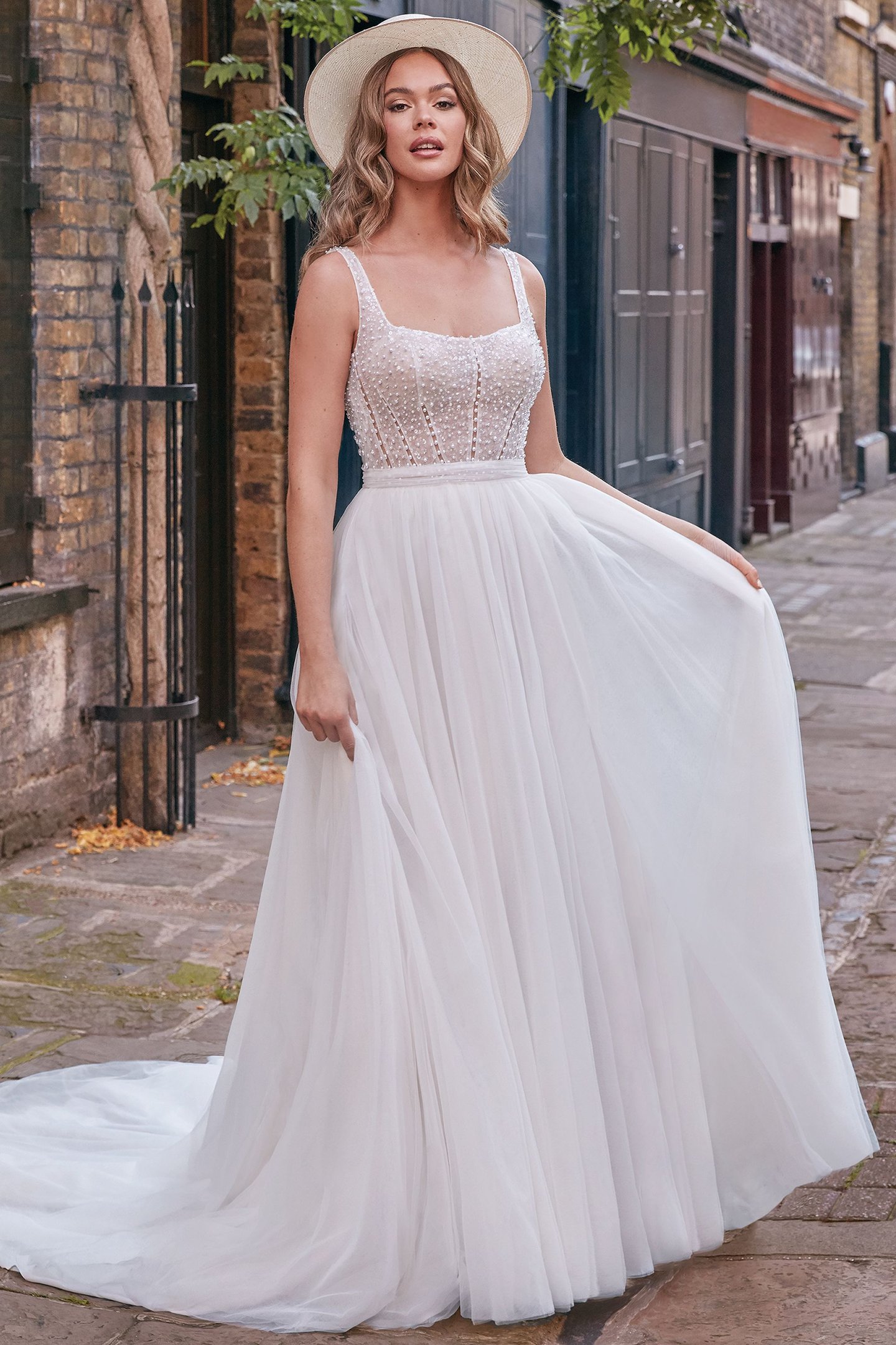 Adore by Justin Alexander Style 11249 Gabriella Square Neck A-Line Wedding Dress with Pearled Bodice