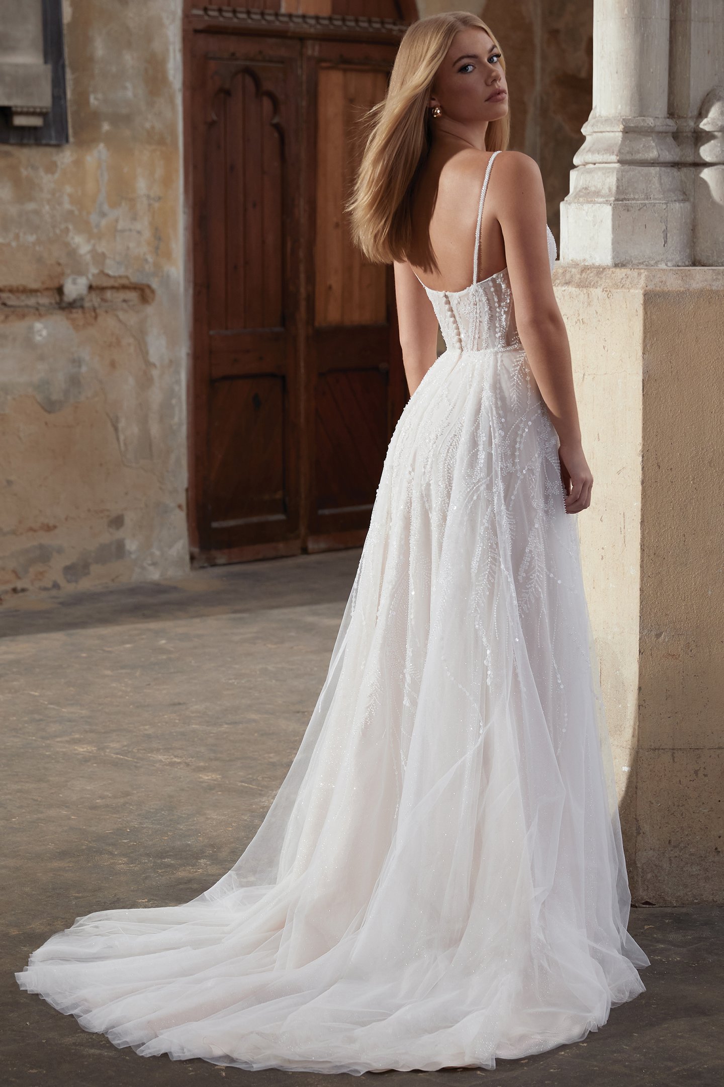 Adore by Justin Alexander 11307 Angelina Sparkle Tulle A-Line Wedding Dress with Sheer Bodice