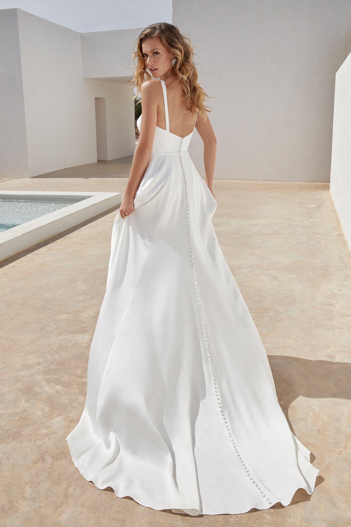 Adore by Justin Alexander Style11346 Eos Charmeuse A-Line Wedding Dress with Jewel Neckline and Open Back