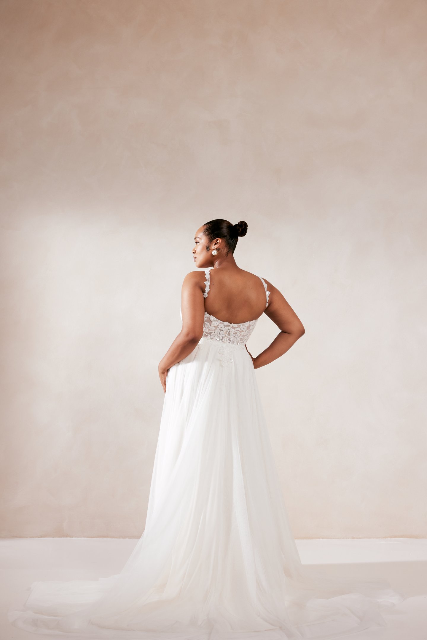 Adore by Justin Alexander Style 11360PS Catrina PS English Net A-Line Plus Size Gown with Sheer Bodice Adorned with Appliqués