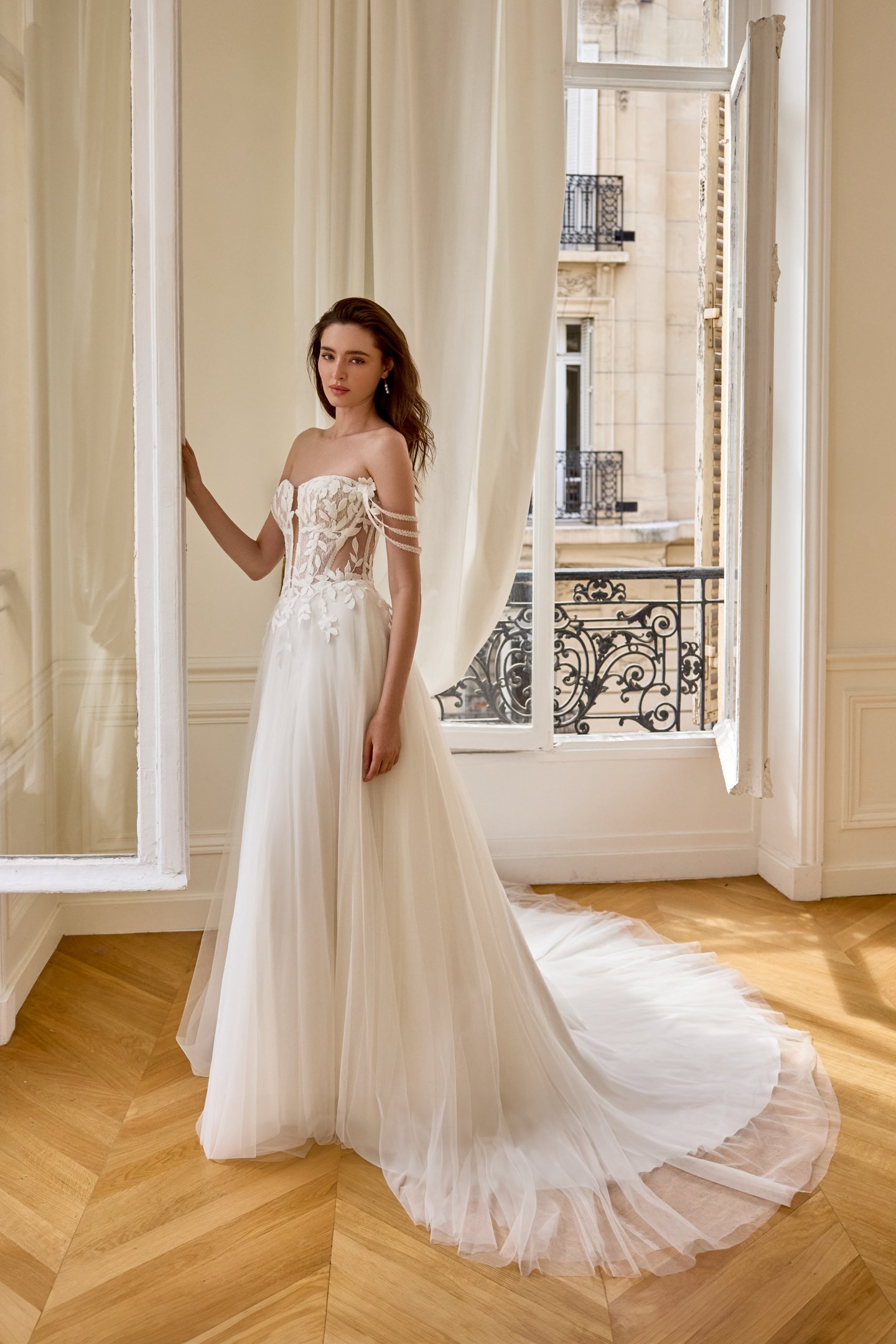 Adore by Justin Alexander Style 11434 Rosalie Tulle A-Line Gown with Sweetheart Neckline and Matte Lace Appliqués