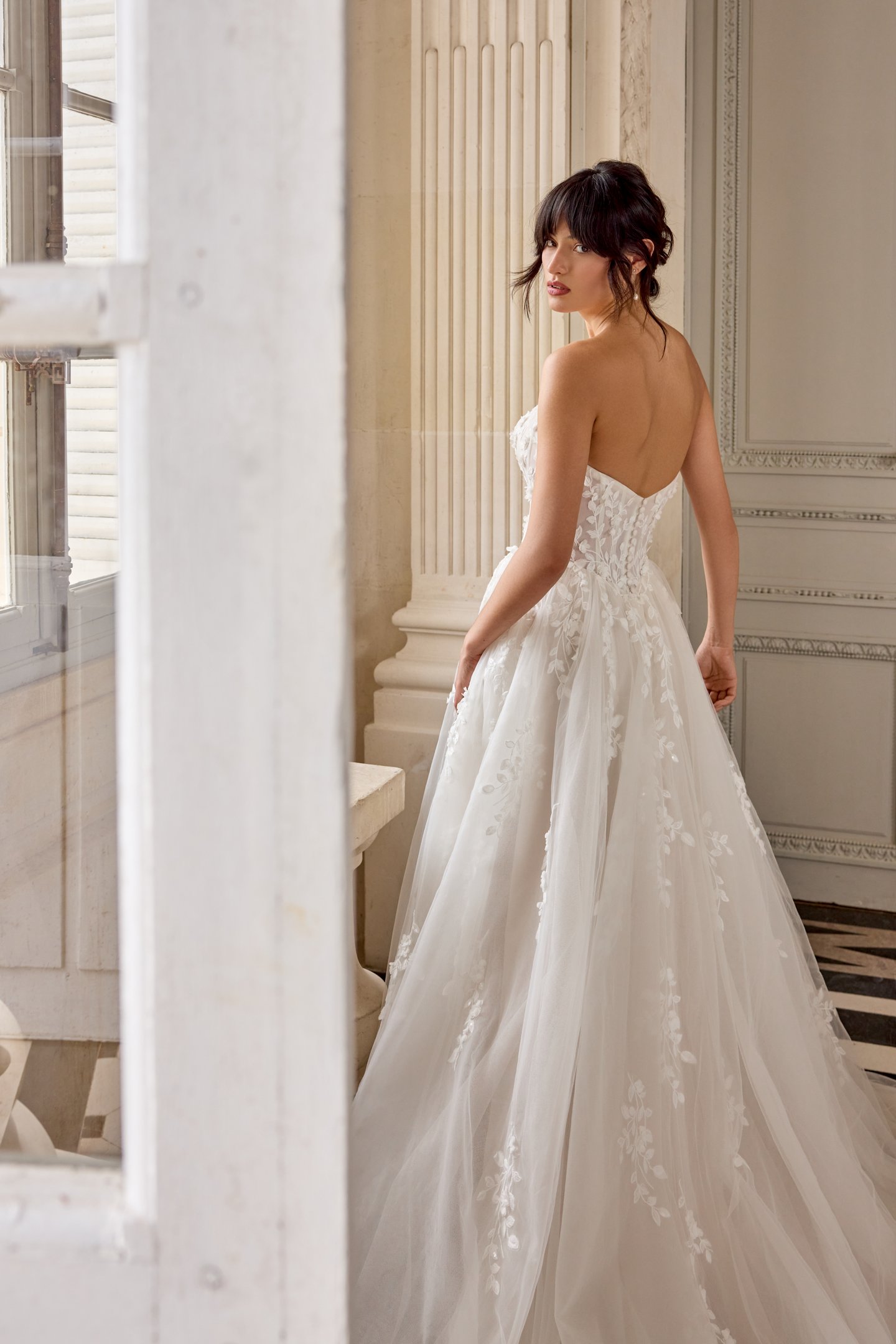 Adore by Justin Alexander Style 11446 Brielle Tulle A-Line with 3D Chiffon Floral Petals and Sequined Lace Appliqués