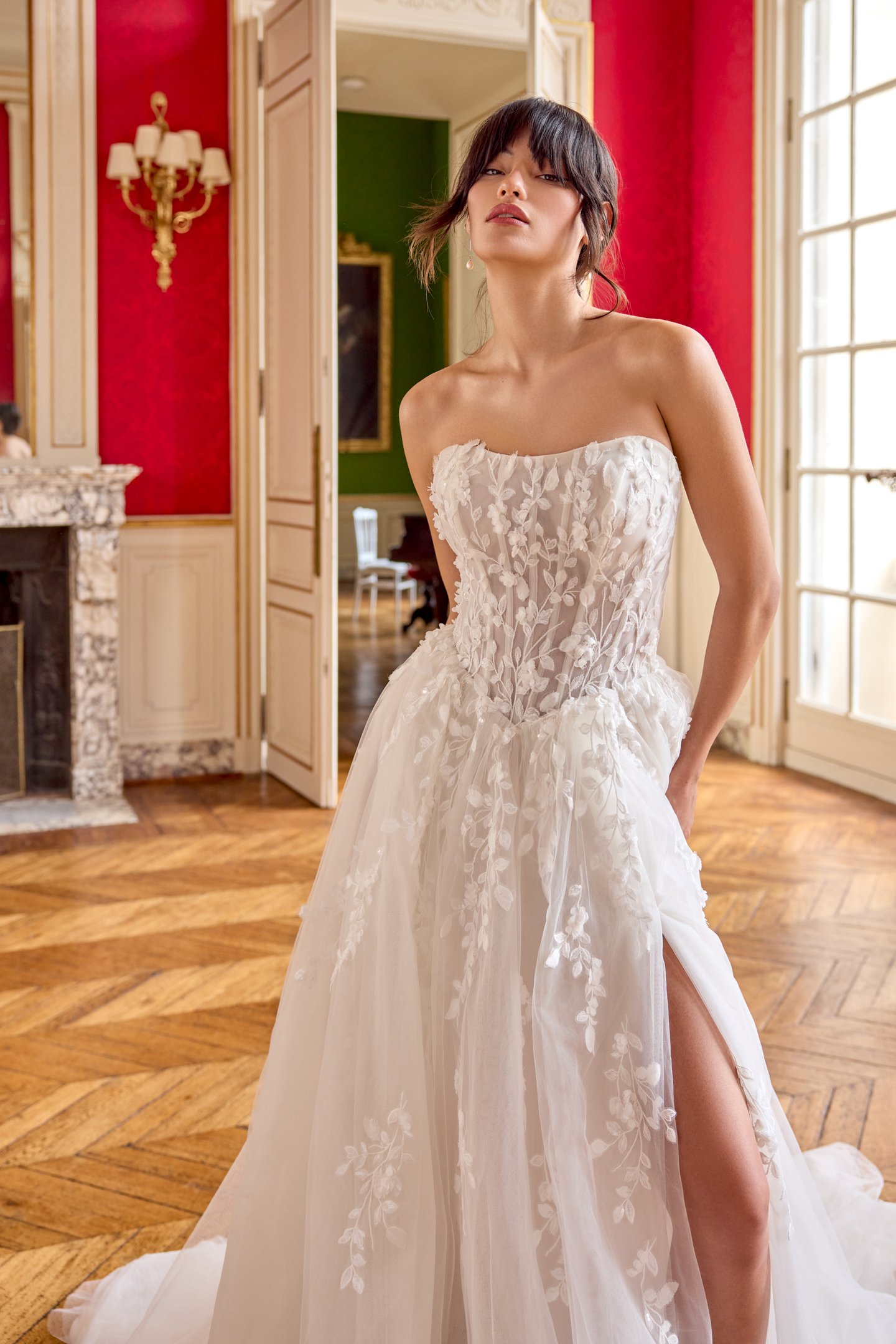 Adore by Justin Alexander Style 11446 Brielle Tulle A-Line with 3D Chiffon Floral Petals and Sequined Lace Appliqués