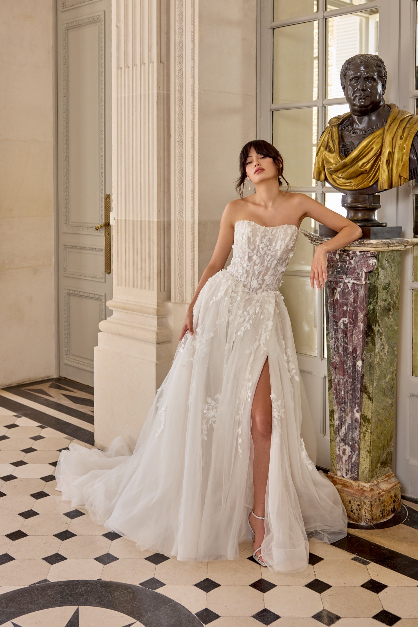 Adore by Justin Alexander Style 11446 Brielle Tulle A-Line with 3D Chiffon Floral Petals and Sequined Lace Appliqués
