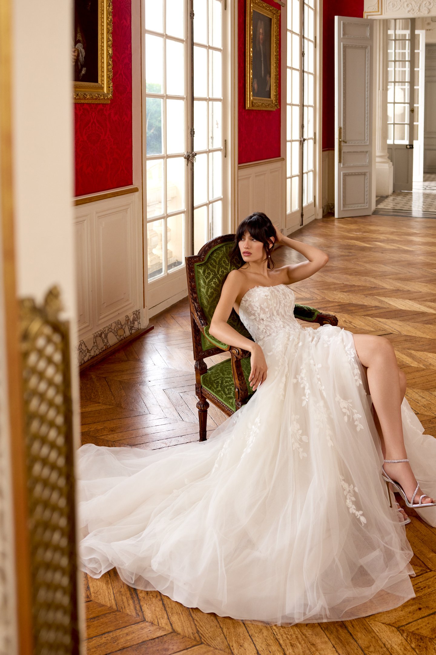 Adore by Justin Alexander Style 11446 Brielle Tulle A-Line with 3D Chiffon Floral Petals and Sequined Lace Appliqués