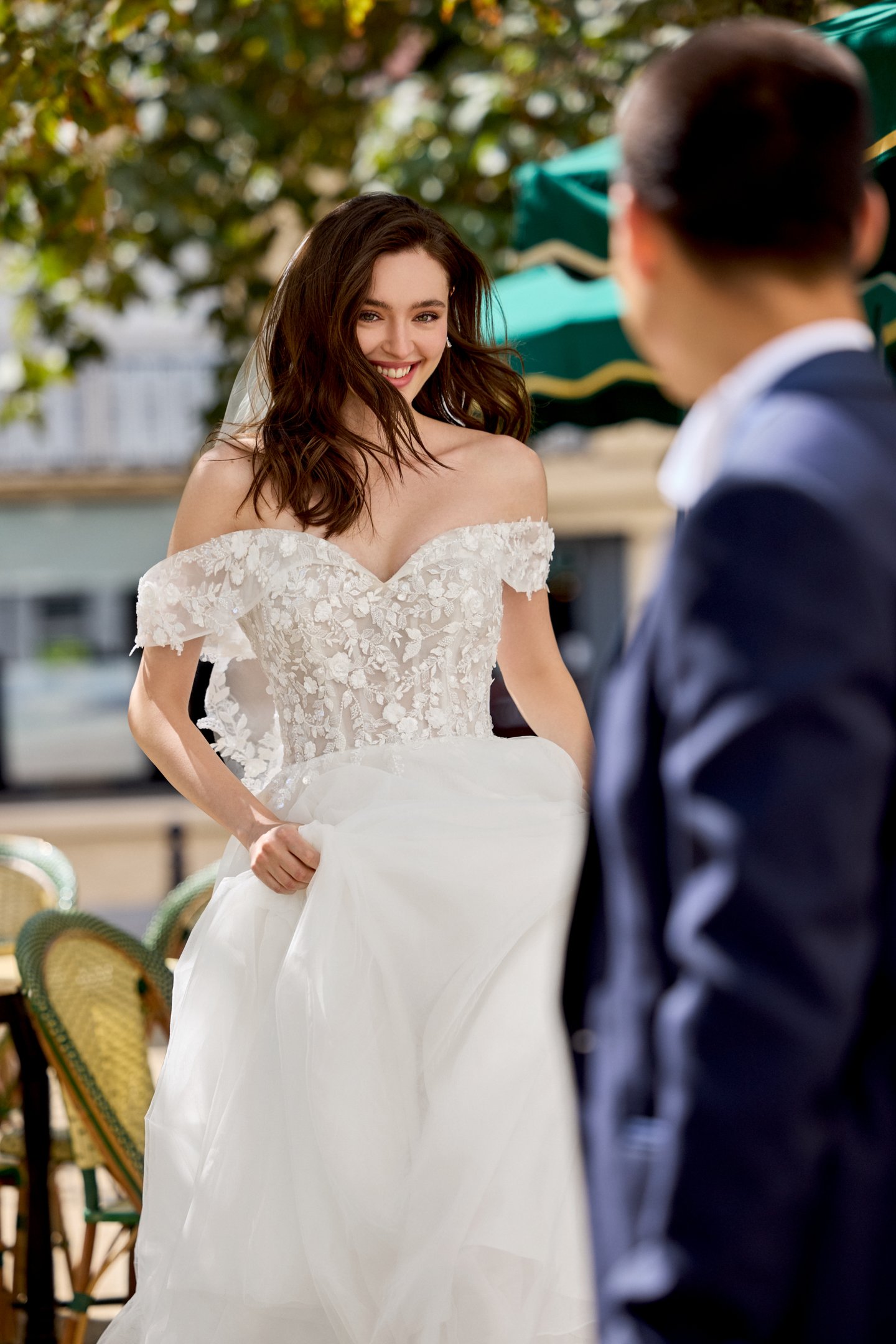 Adore by Justin Alexander Style 11448 Cheri Tulle A-Line with Off-the-Shoulder Sweetheart Collar and Beaded Bodice