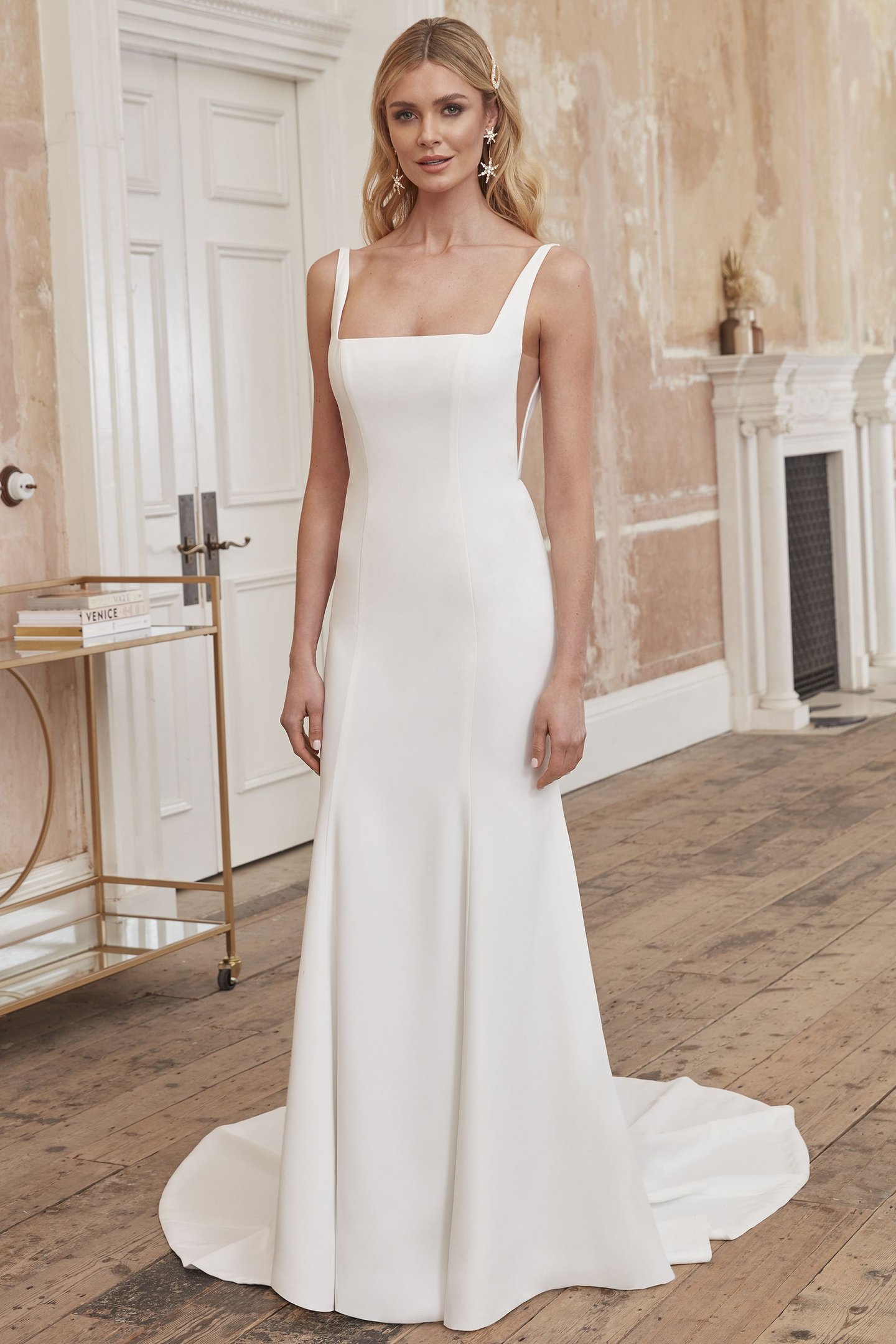 Adore by Justin Alexander Style 11198 Axel Square Neck Crepe Fit and Flare Dress