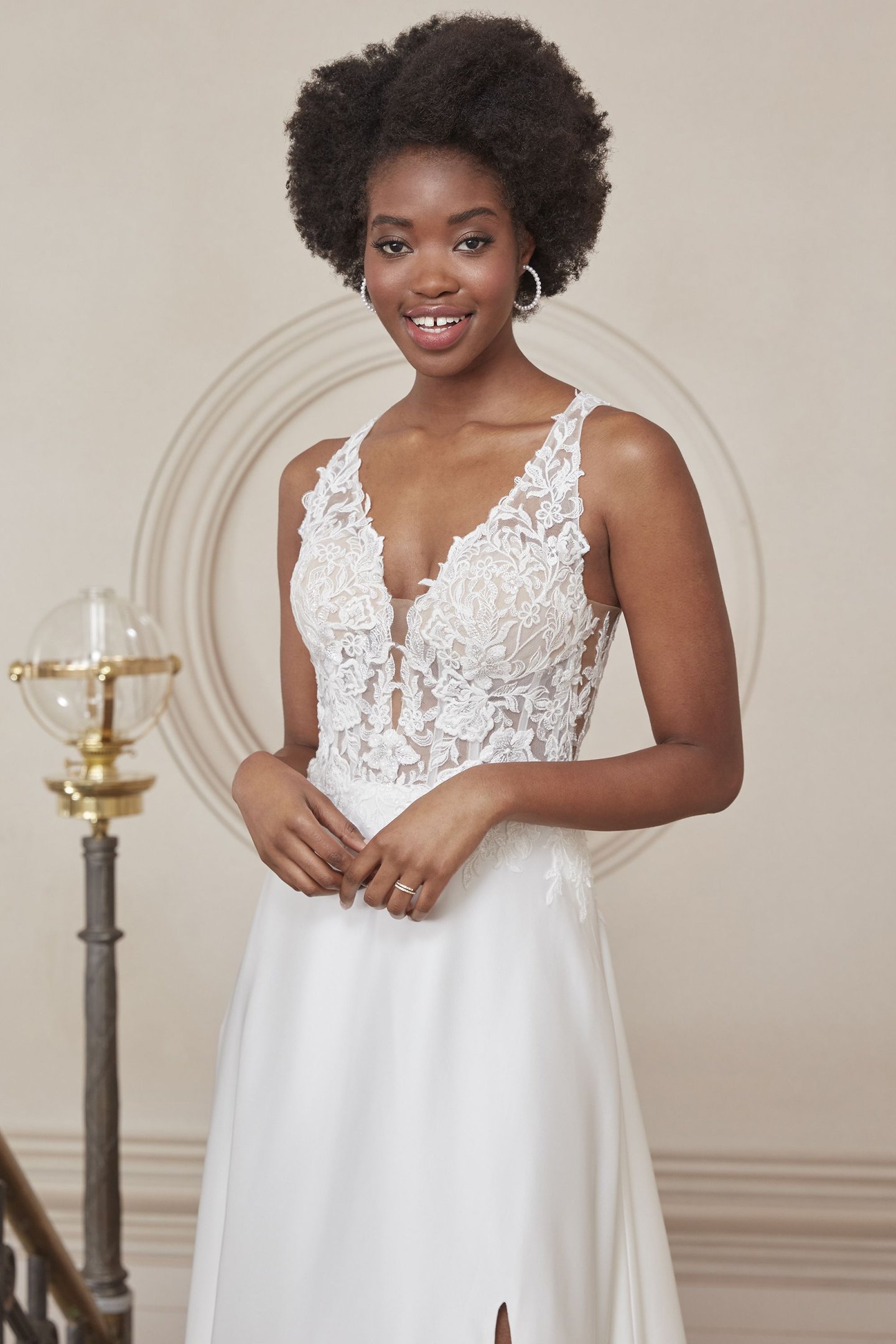 Adore by Justin Alexander Style 11199 Burleigh Plunging V-Neck Charmeuse A-Line Gown with Slit