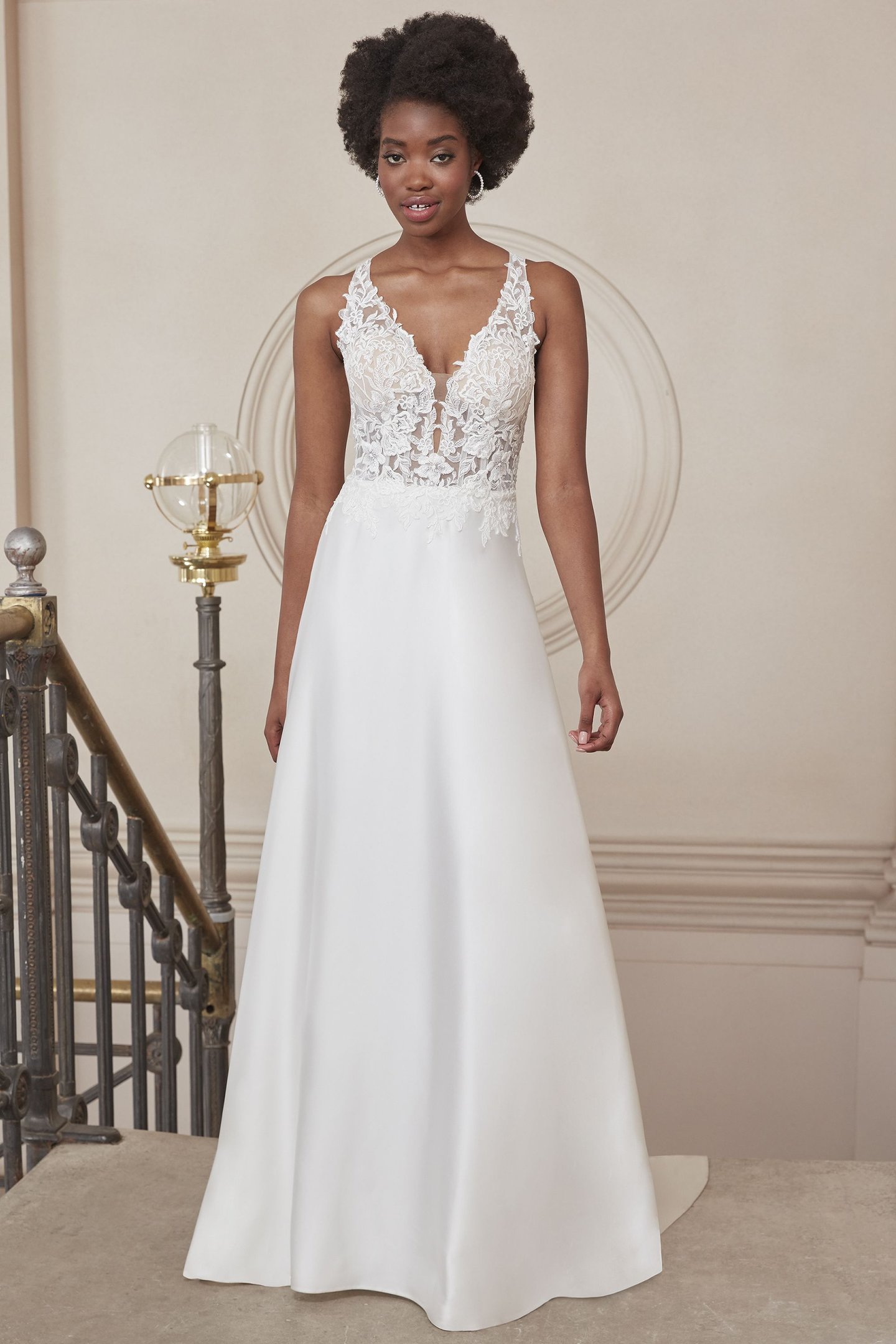 Adore by Justin Alexander Style 11200 Aileen Sabrina Neckline Chiffon A-Line Dress with Long Sleeves