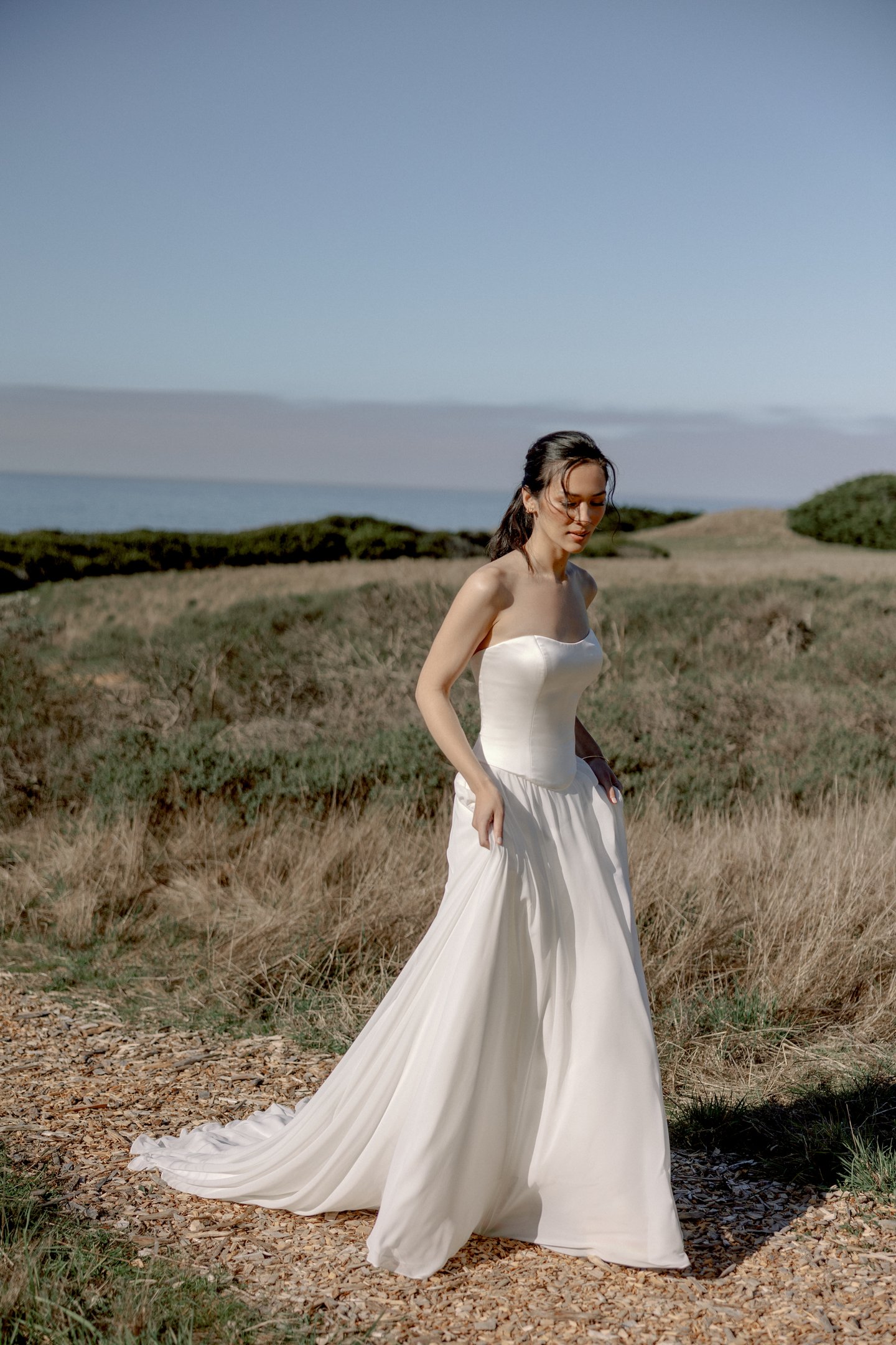 Adore by Justin Alexander Style 11406 Cordelia Strapless A-Line Gown with Charmeuse Bodice and Chiffon Skirt