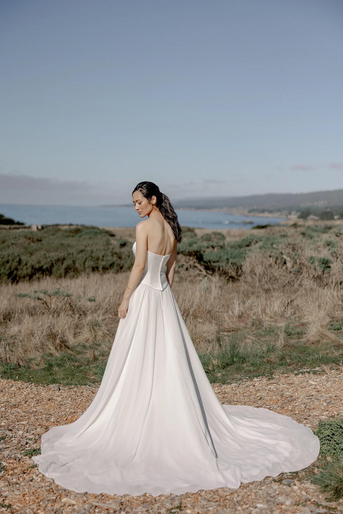 chiffon and charmeuse dress SUNRISE, now in Natural White silk chiffon over champagne silk charmeuse. White versus Marigold? Swipe to decide