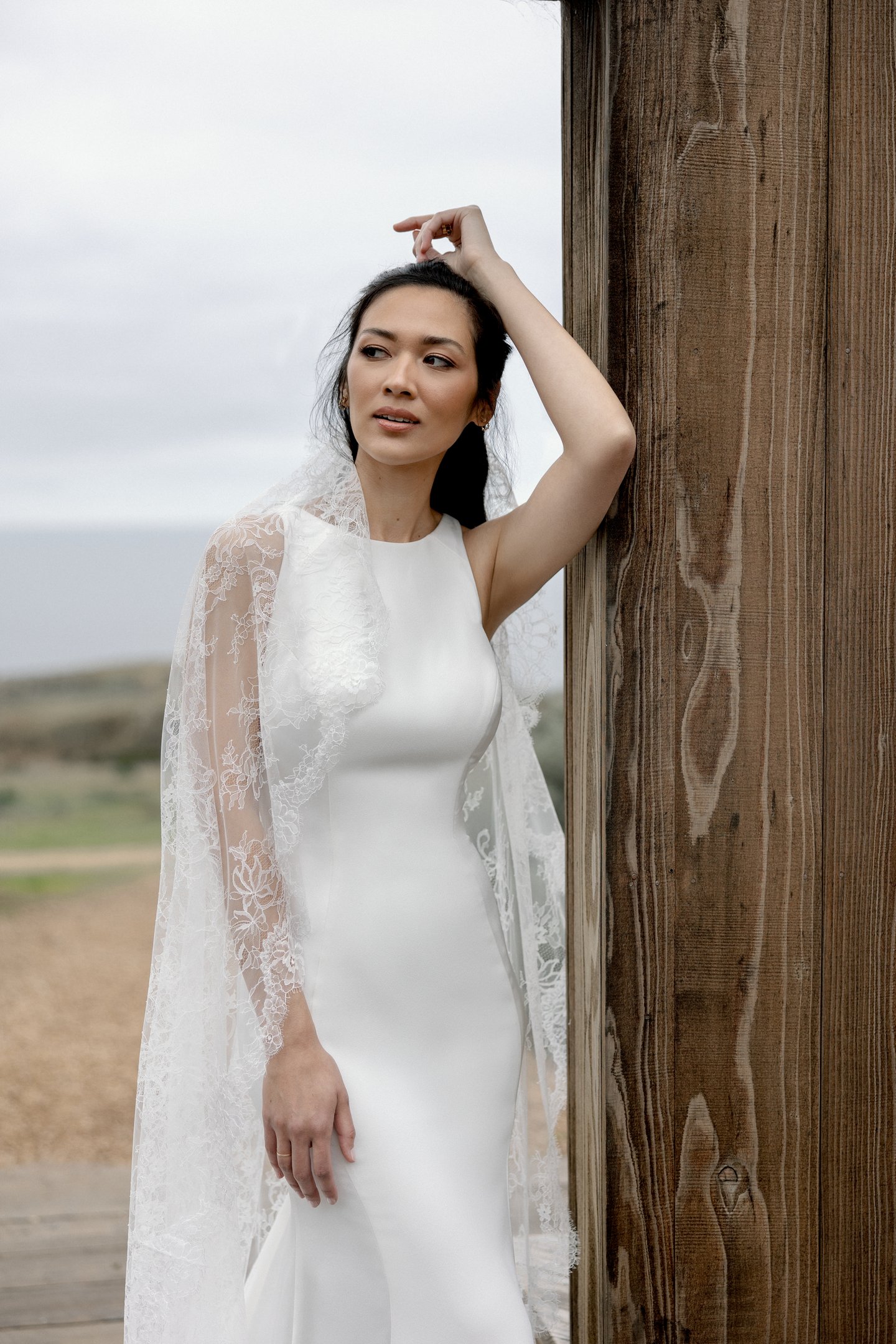 Adore by Justin Alexander Style 11409 Freida Satin Back Crepe Fit and Flare with Princess Seams  Jewel Neckline and Keyhole Back