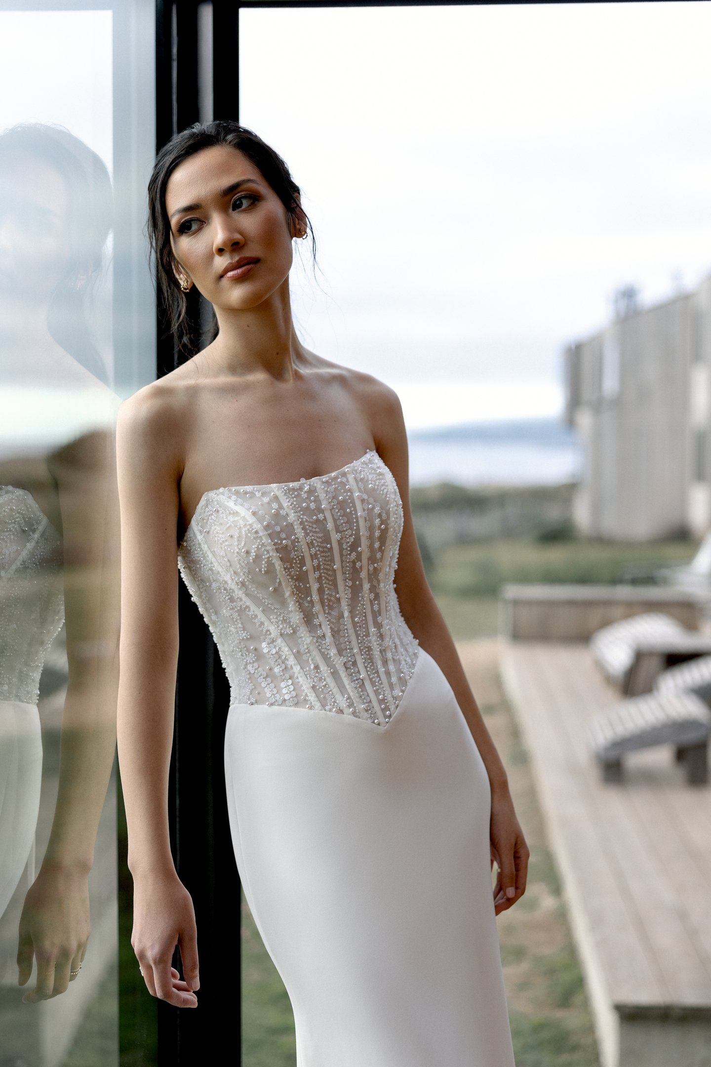 Adore by Justin Alexander Style 11411 Esmarie Sparkling Fit and Flare Gown with Beaded Bodice and Basque Waist