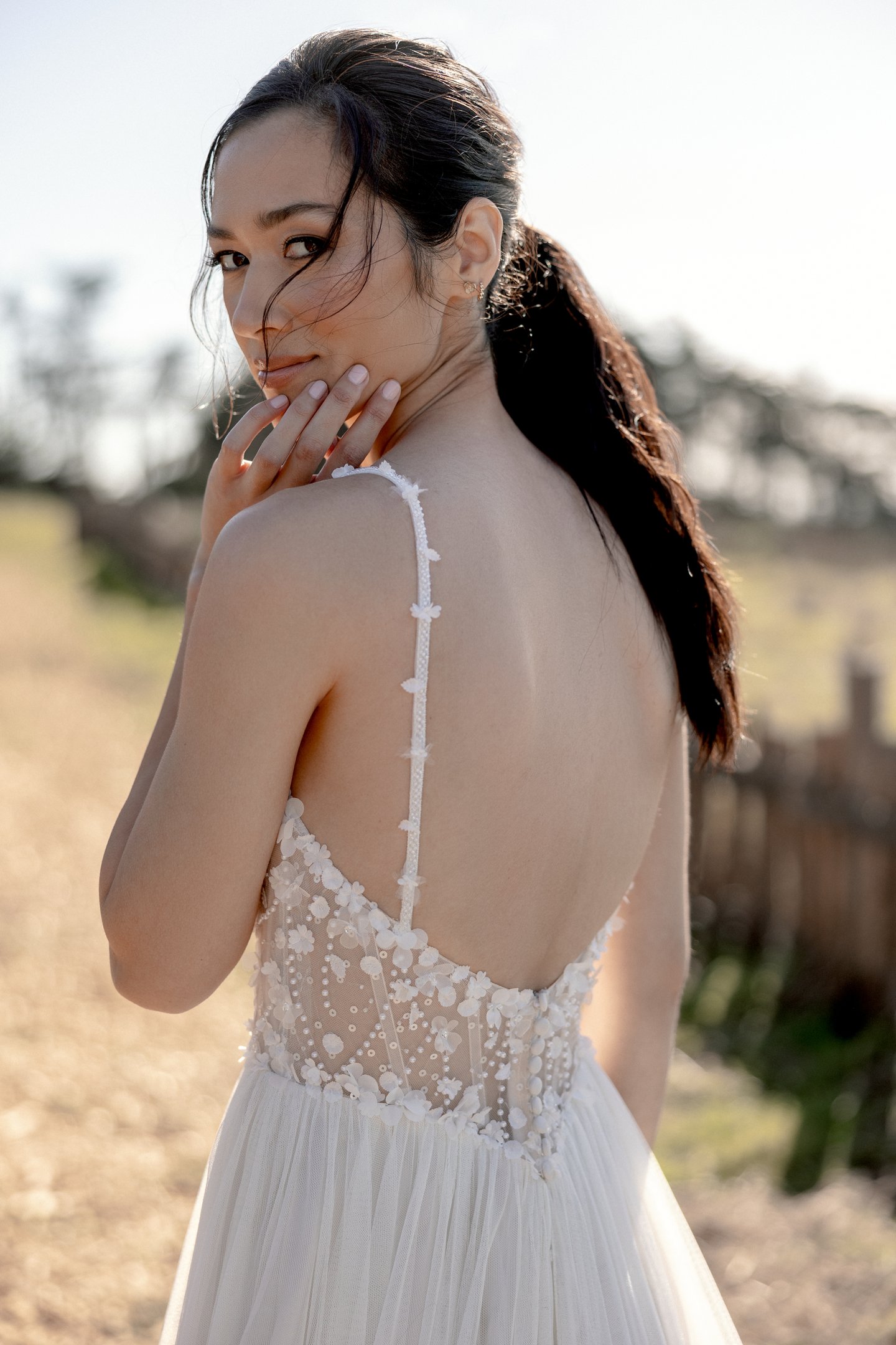 Adore by Justin Alexander Style 11412 Willow Sparkling A-Line Gown with Bikini Neckline and English Net Skirt