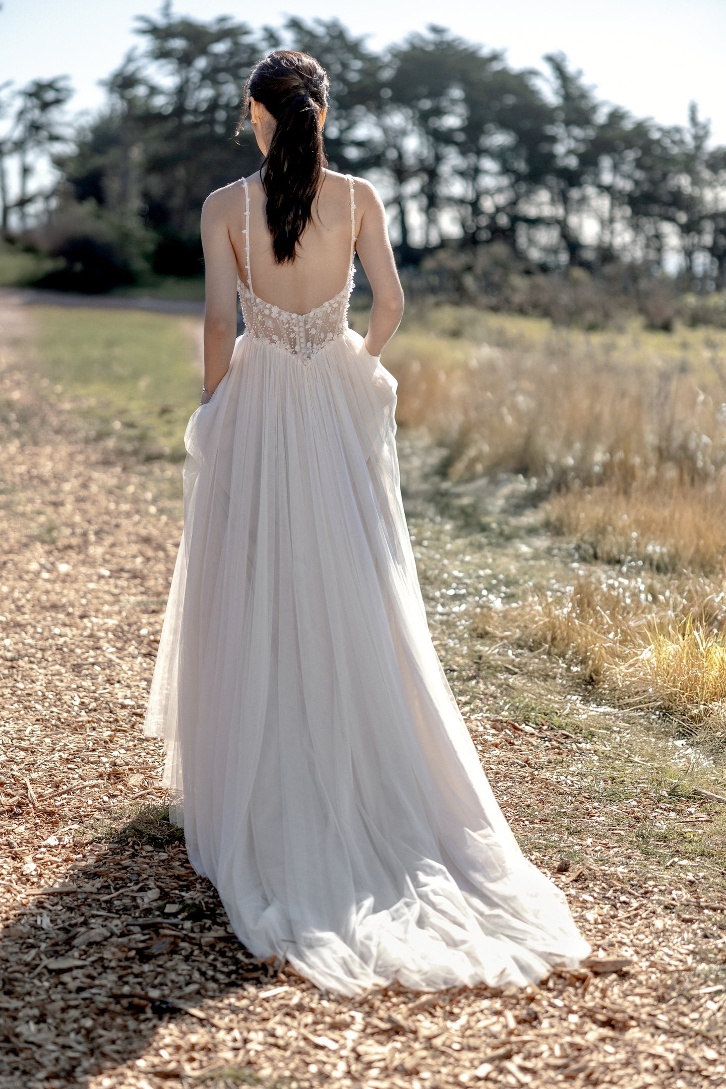 Adore by Justin Alexander Style 11412 Willow Sparkling A-Line Gown with Bikini Neckline and English Net Skirt