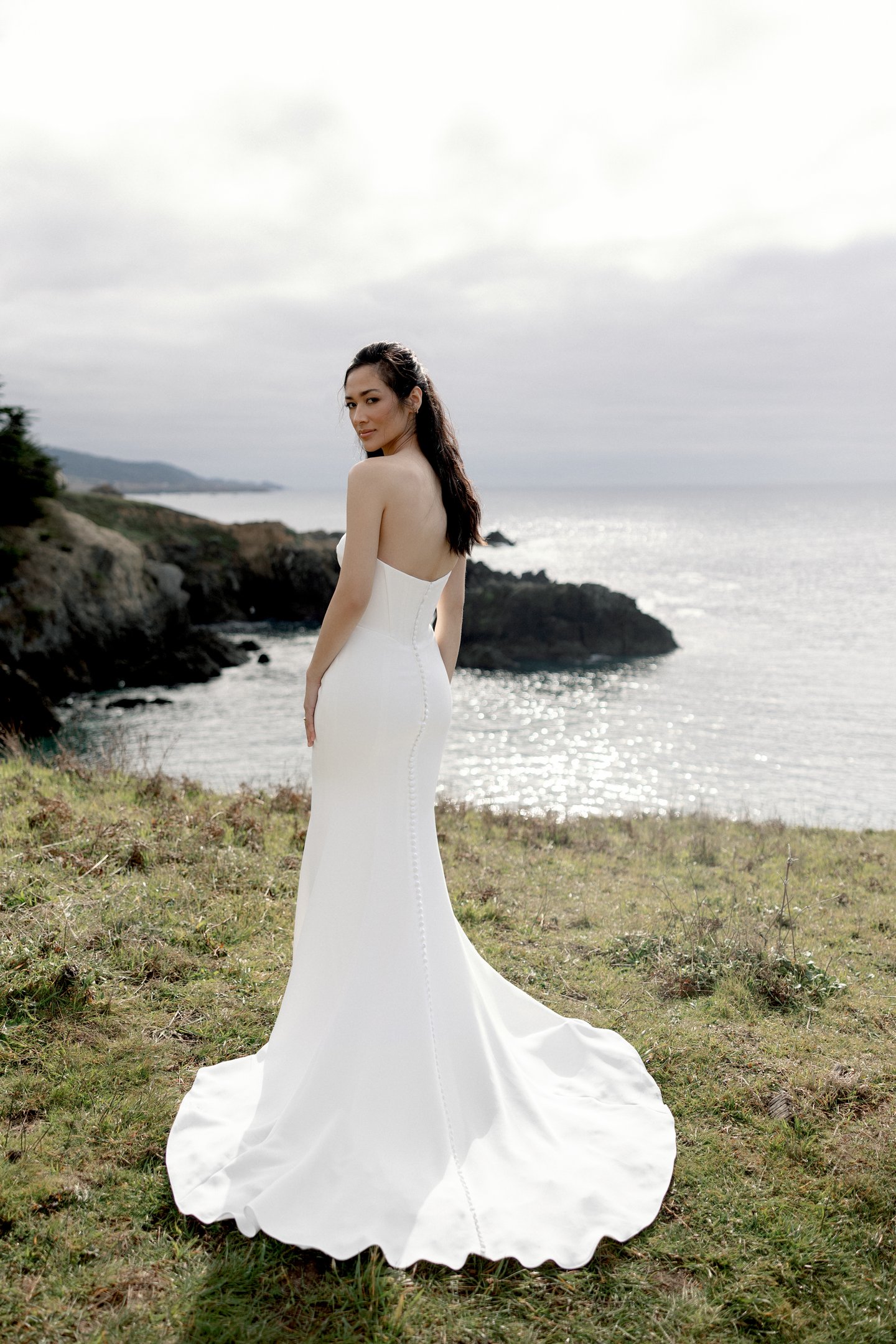 Wren: Crepe Strapless Fit and Flare with Exposed Boning Cut-Out Detail and  Basque Waist | Adore by Justin Alexander