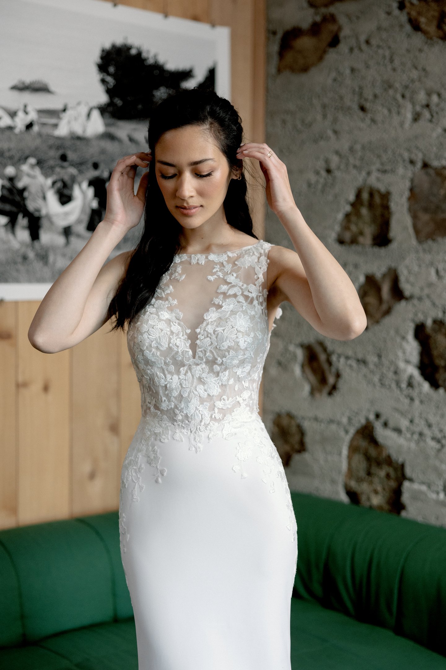 Jules: Fit and Flare with Illusion Sabrina Sweetheart Neckline and Jules: Fit and Flare with Illusion Sabrina Sweetheart Neckline and