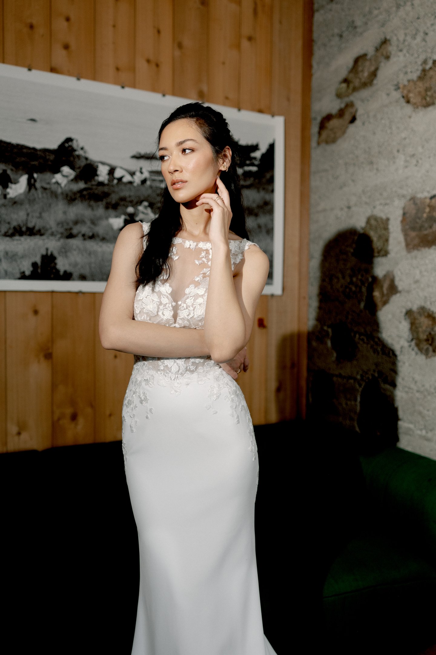 パティールシュアライン＆Super wave j Jules: Fit and Flare with Illusion Sabrina Sweetheart Neckline and