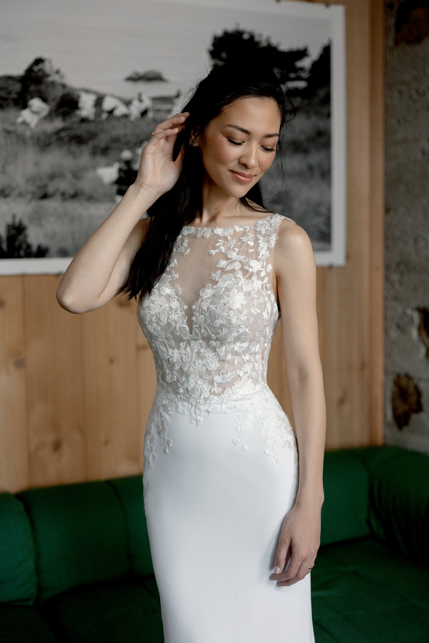 Jules: Fit and Flare with Illusion Sabrina Sweetheart Neckline and