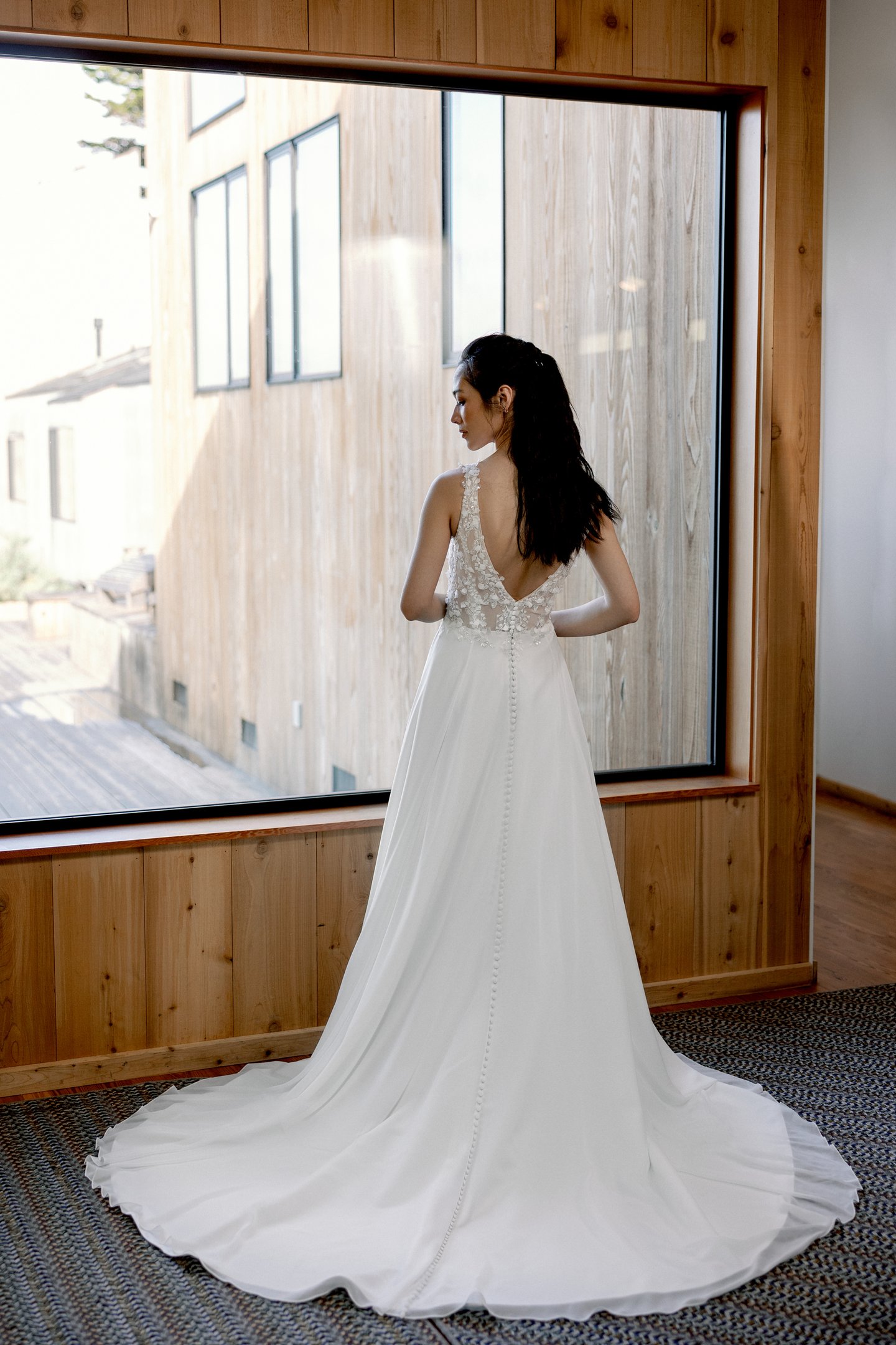 Adore by Justin Alexander Style 11416 Meadow A-Line Gown with Beaded & Sequined Lace V-Neckline Bodice and Chiffon Skirt