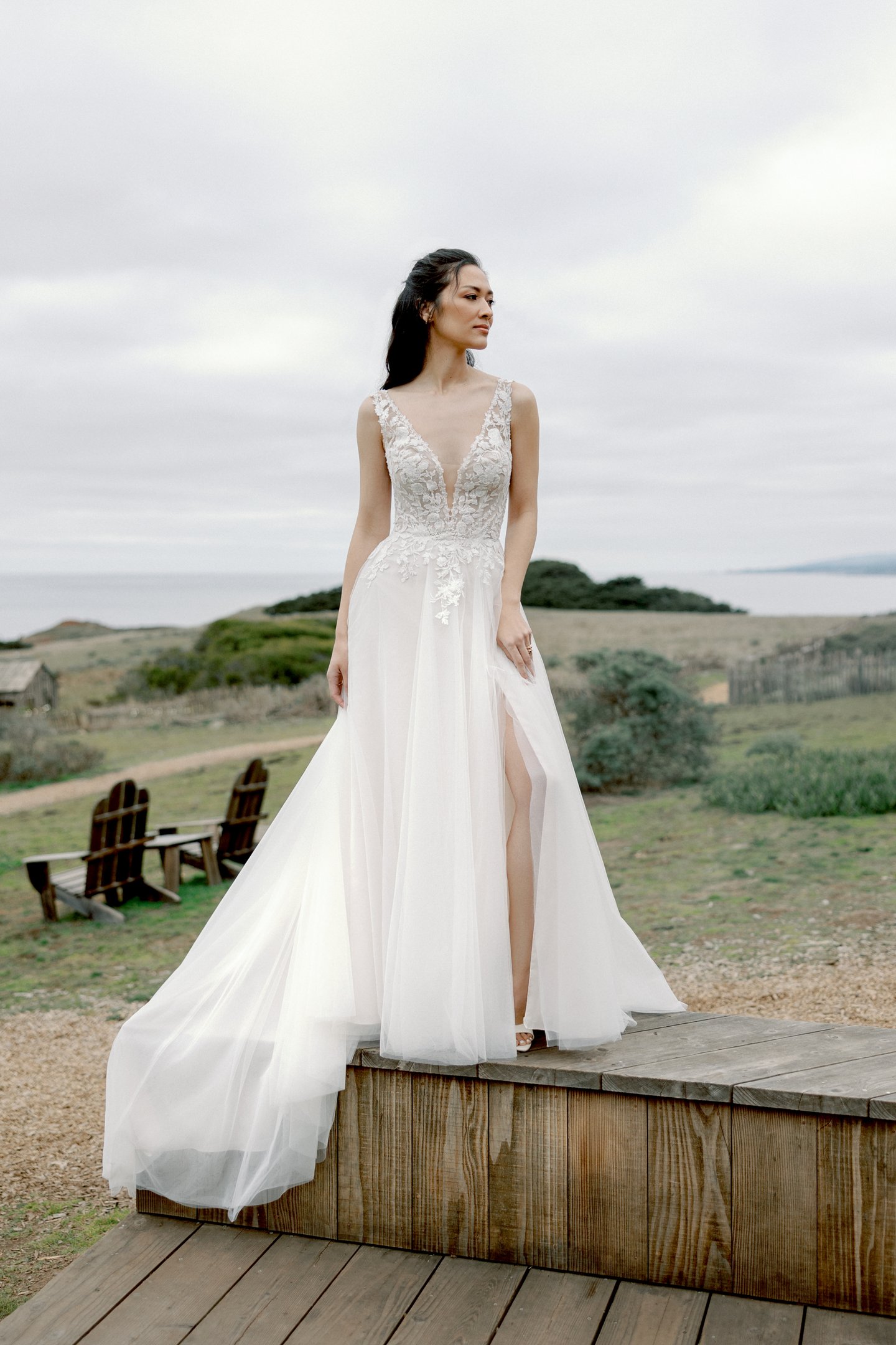 Adore by Justin Alexander Style 11418 Mira Sparkling Tulle A-Line Gown with Plunging V-Neck and Low Scoop Back