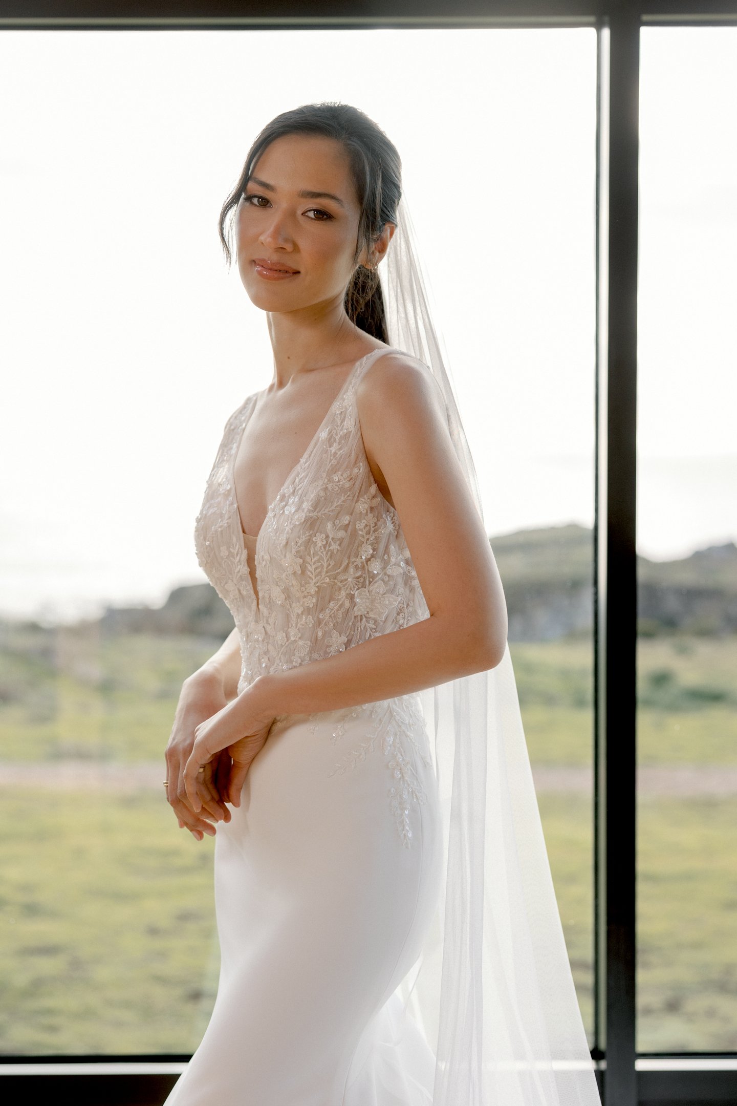 Adore by Justin Alexander Style 11423 Paloma Fit and Flare Gown with Beaded and Sequined Bodice and Deep V-Back Plunging V-Neck