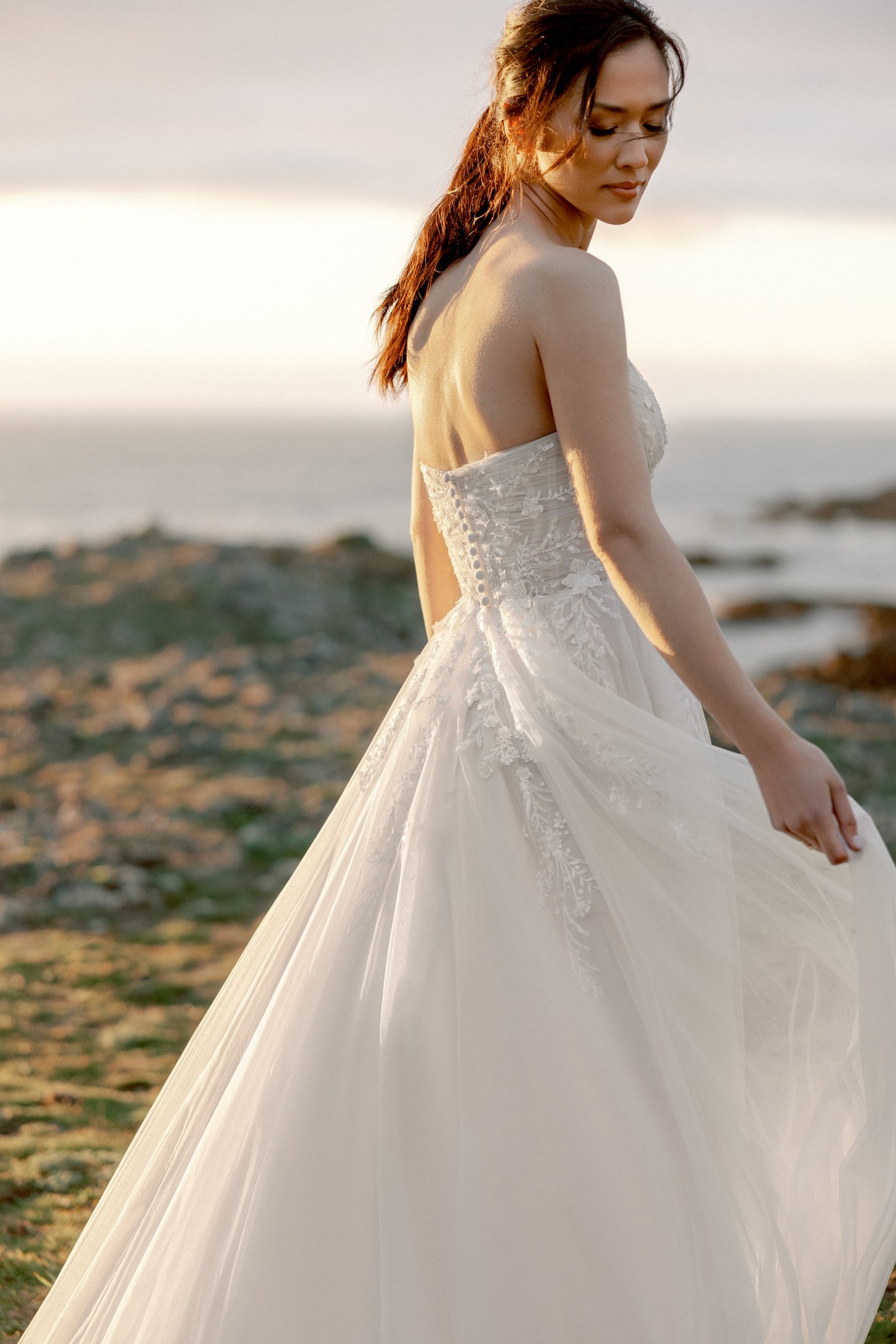 Adore by Justin Alexander Style 11424 Salome Sparkling Tulle A-Line Gown with Pointed Sweetheart Neckline and Slit