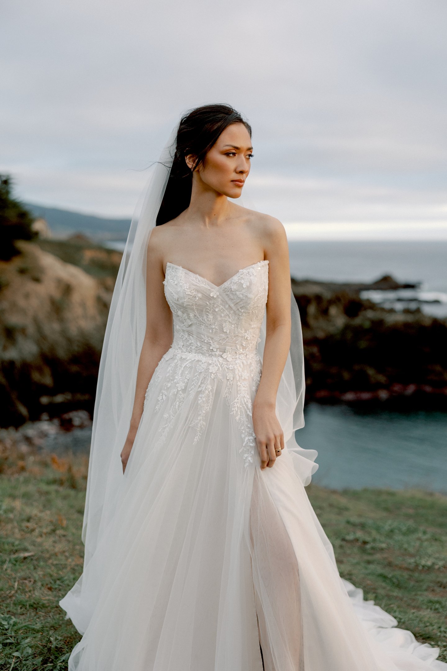 Adore by Justin Alexander Style 11424 Salome Sparkling Tulle A-Line Gown with Pointed Sweetheart Neckline and Slit