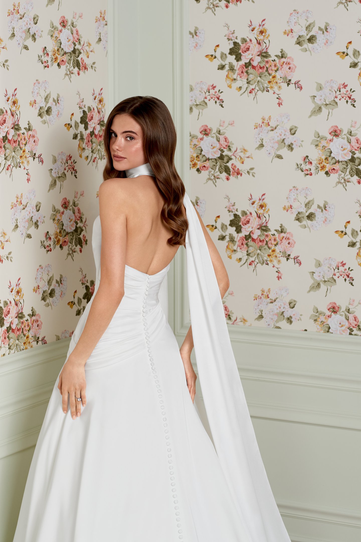 Adore by Justin Alexander Style 11457 Louella Charmeuse A-Line Bridal Gown with Ruched Bodice and Asymmetrical Waistline