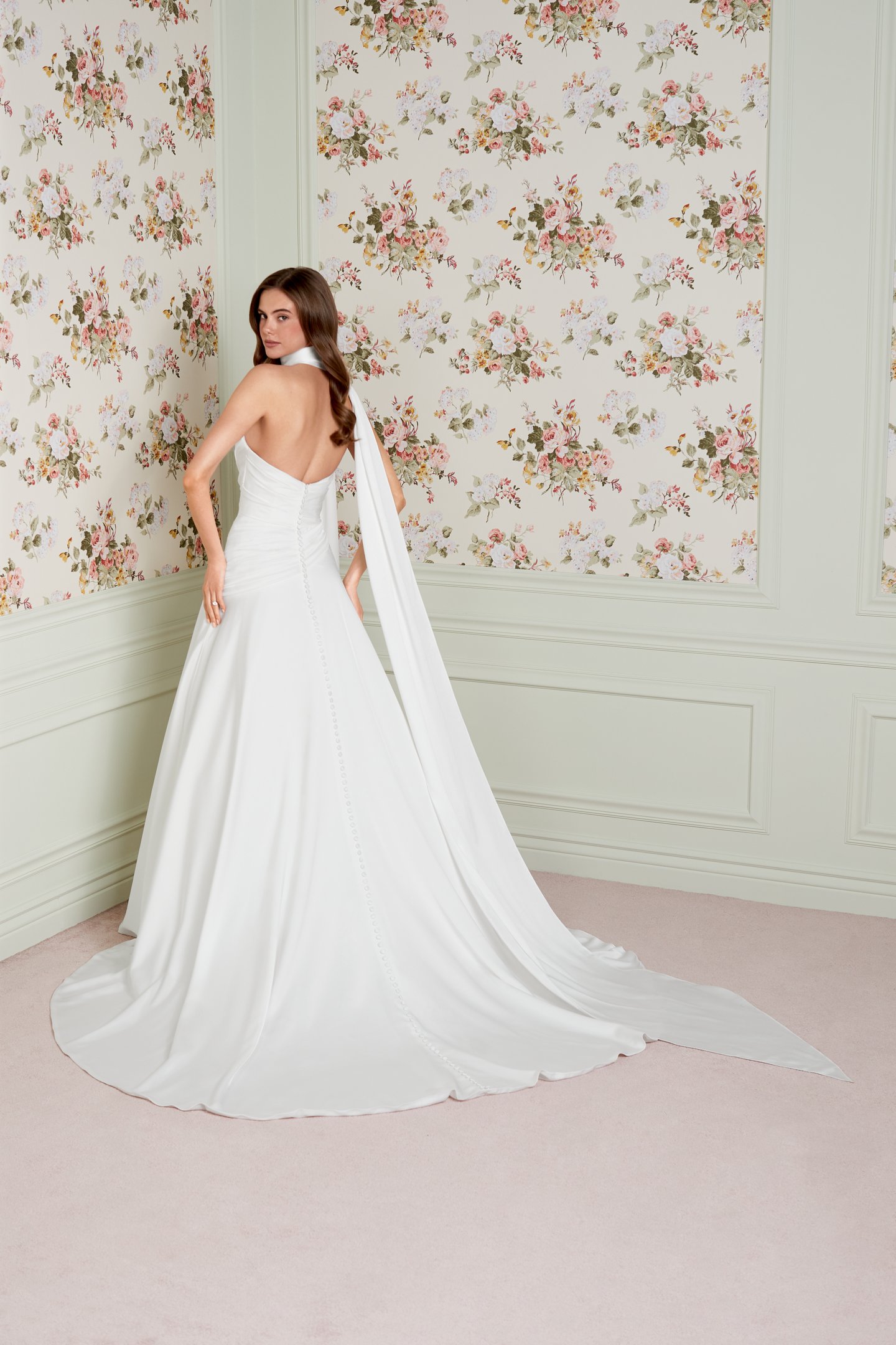 Adore by Justin Alexander Style 11457 Louella Charmeuse A-Line Bridal Gown with Ruched Bodice and Asymmetrical Waistline